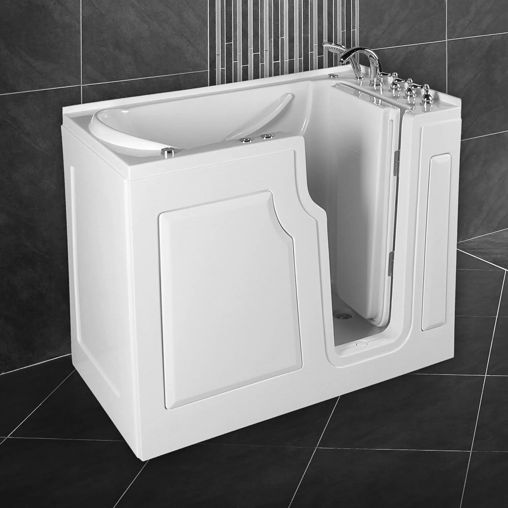 wanne 122×71 cm mit Whirlpool-Funktion Wasserdüsen integrierter Tür für leichten Einstieg- versch. Ausführungen | 04260307169329