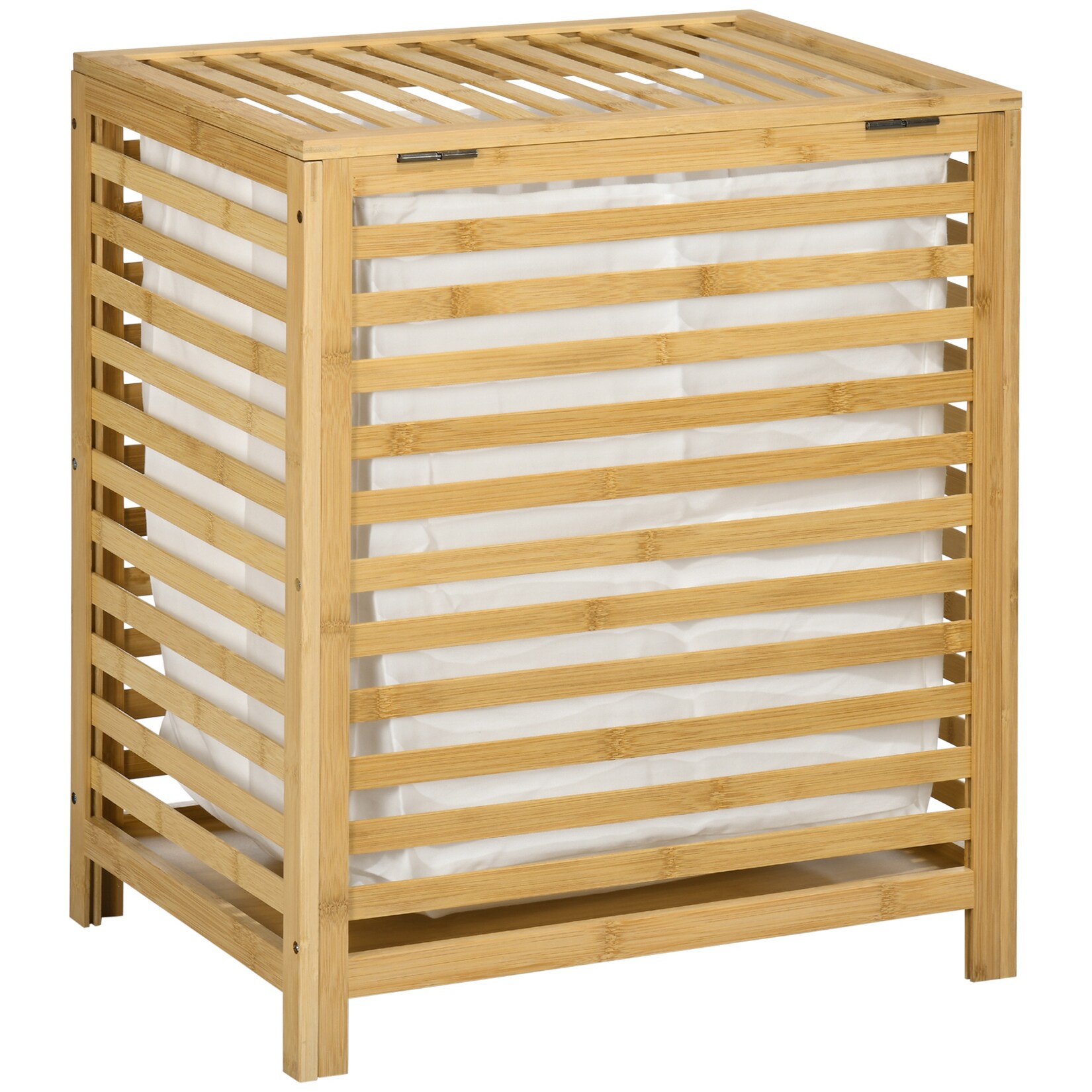 HOMCOM Wäschekorb Bambus, Polyester | 04255633518538