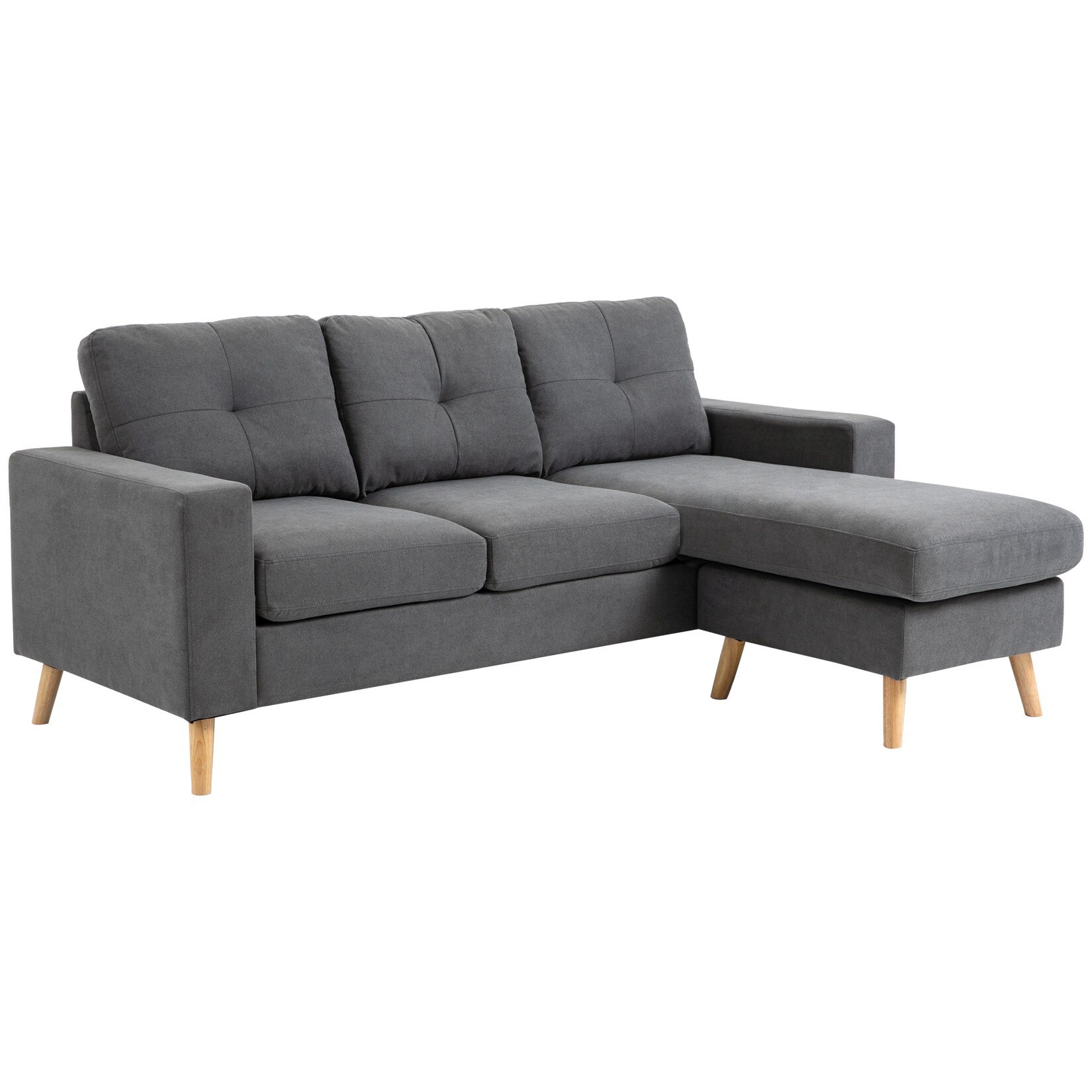 HOMCOM Ecksofa Leinen, Gummiholz | 04255633529954