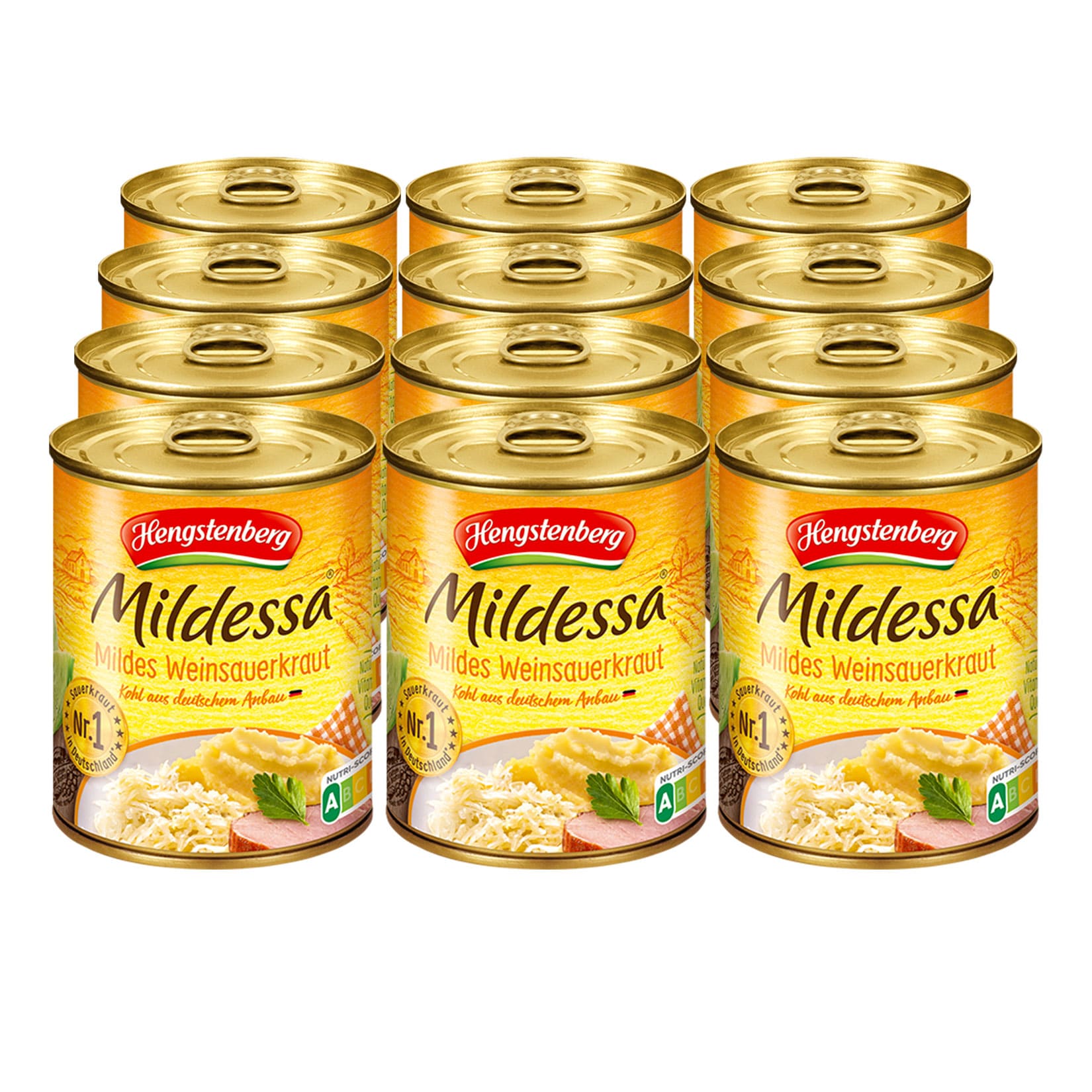 Hengstenberg Mildessa Mildes Weinsauerkraut 770 g, 12er Pack - Bild 1
