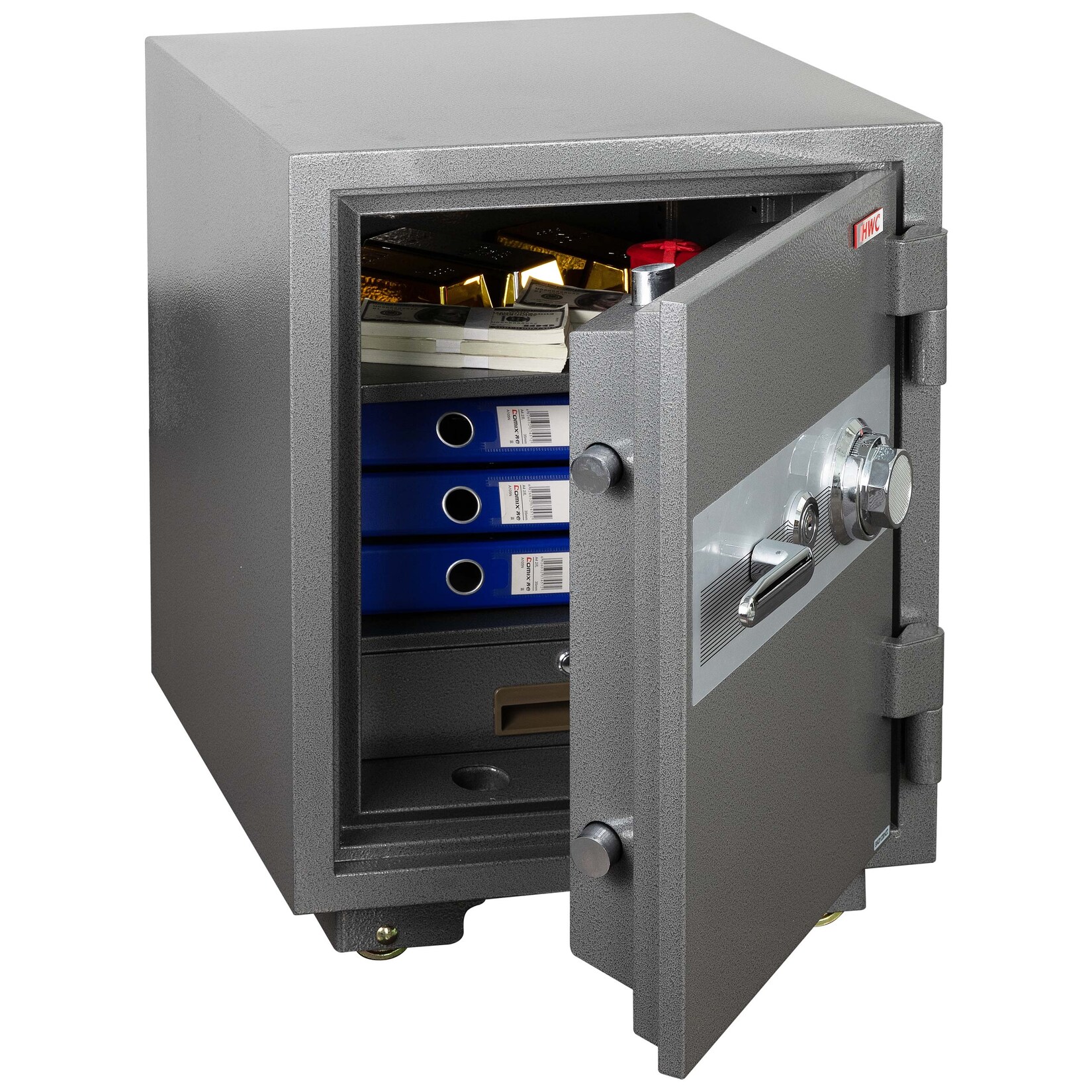 Tresor MCW-L48, feuerfest (60min) Safe Geldschrank Doppelbolzenverriegelung, 84kg Metall 68x48x47cm 48L ~ grau | 04057651874807