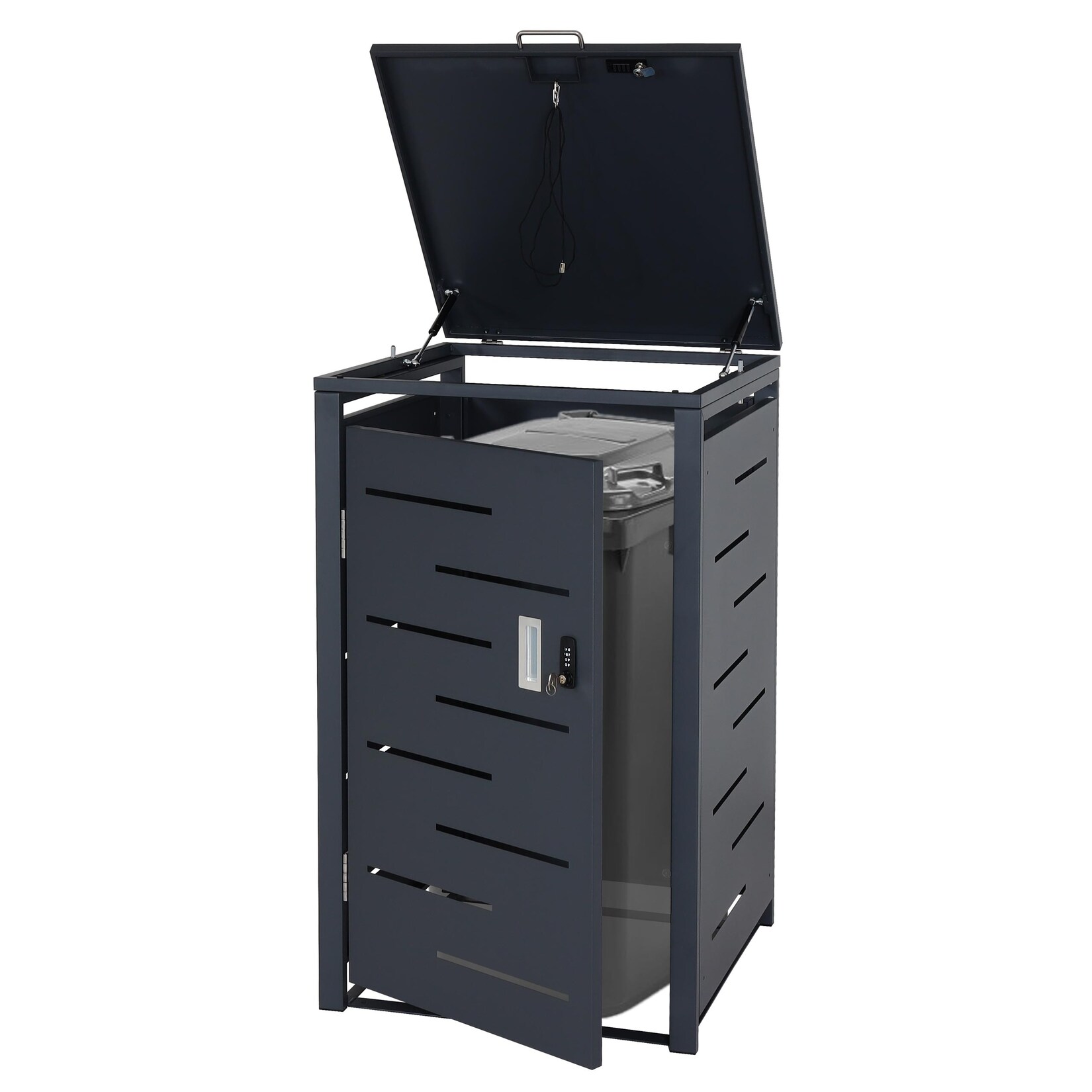 1er-Mülltonnenverkleidung MCW-E83, Mülltonnenbox Mülltonnenabdeckung, erweiterbar 103x60x62cm ~ anthrazit, Stahl 24kg | 04057651582399