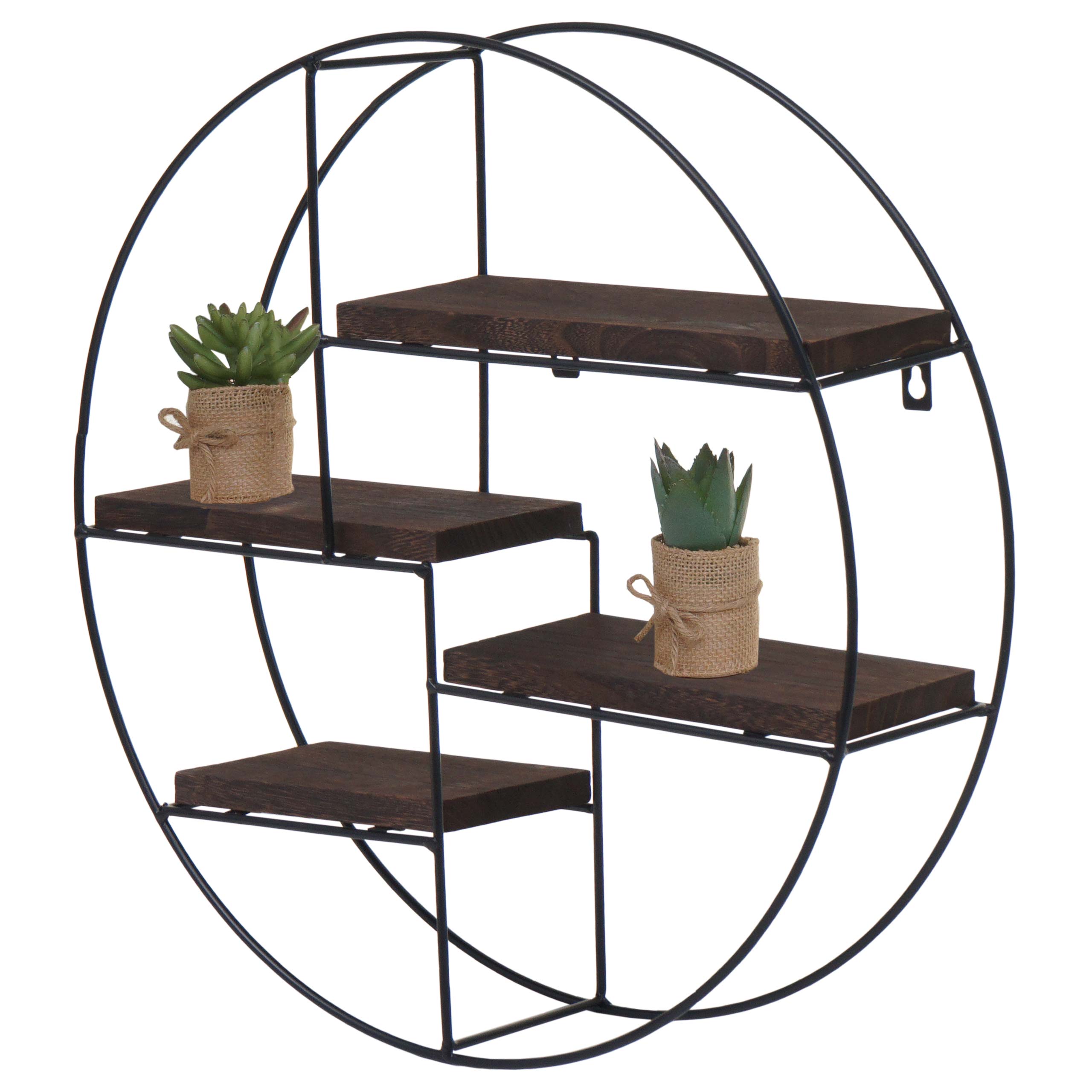 Wandregal MCW-K76, H&auml;ngeregal Schweberegal Regal, 4 Regalb&ouml;den Metall Massiv-Holz Industrial 45x45x11cm ~ dunkelbraun - Bild 1