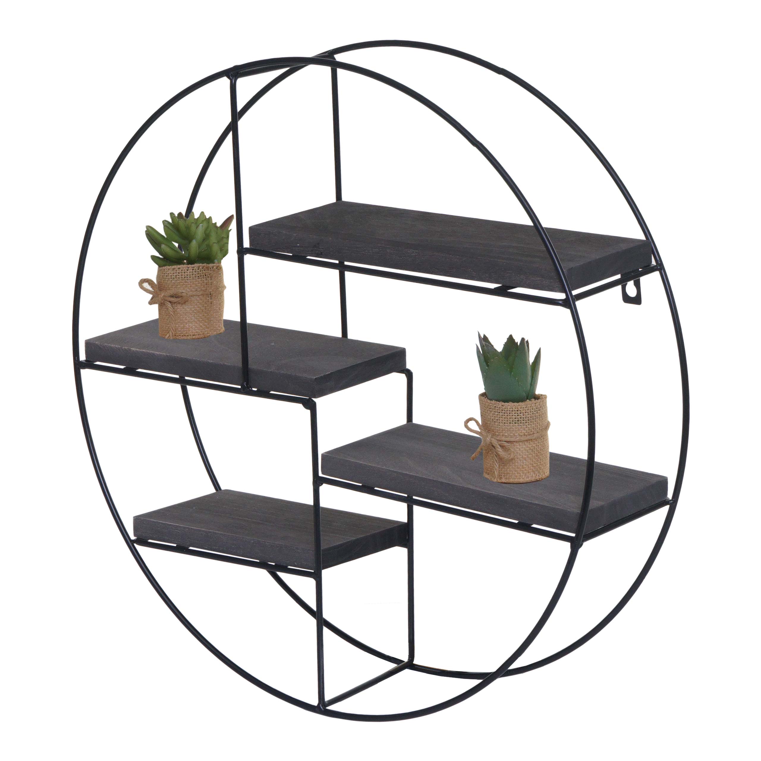 Wandregal MCW-K76, H&auml;ngeregal Schweberegal Regal, 4 Regalb&ouml;den Metall Massiv-Holz Industrial 45x45x11cm ~ dunkelgrau - Bild 1