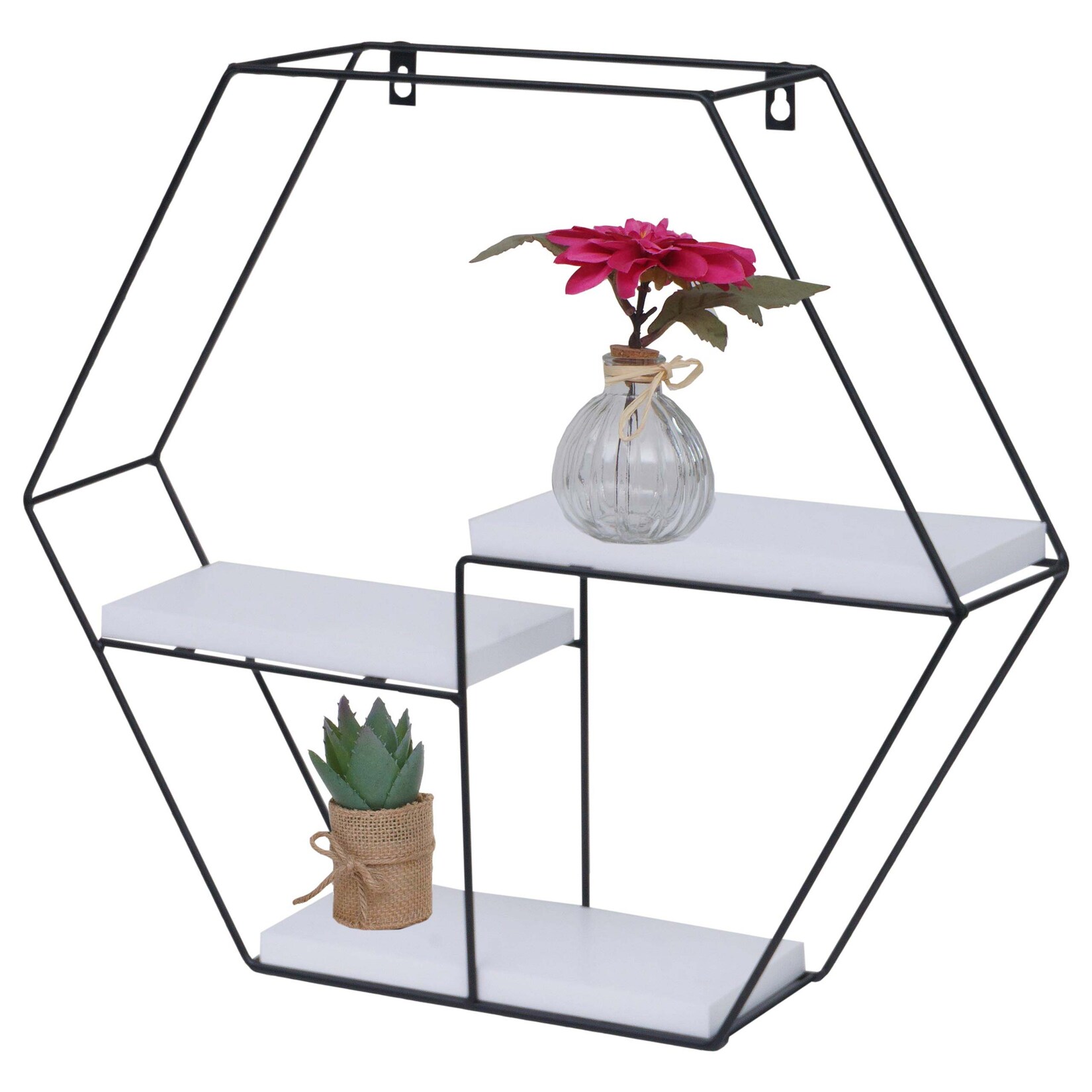 Wandregal MCW-K76, Hängeregal Schweberegal Regal, 3 Regalböden Metall Massiv-Holz Industrial 43x49x11cm ~ weiß | 04057651582092