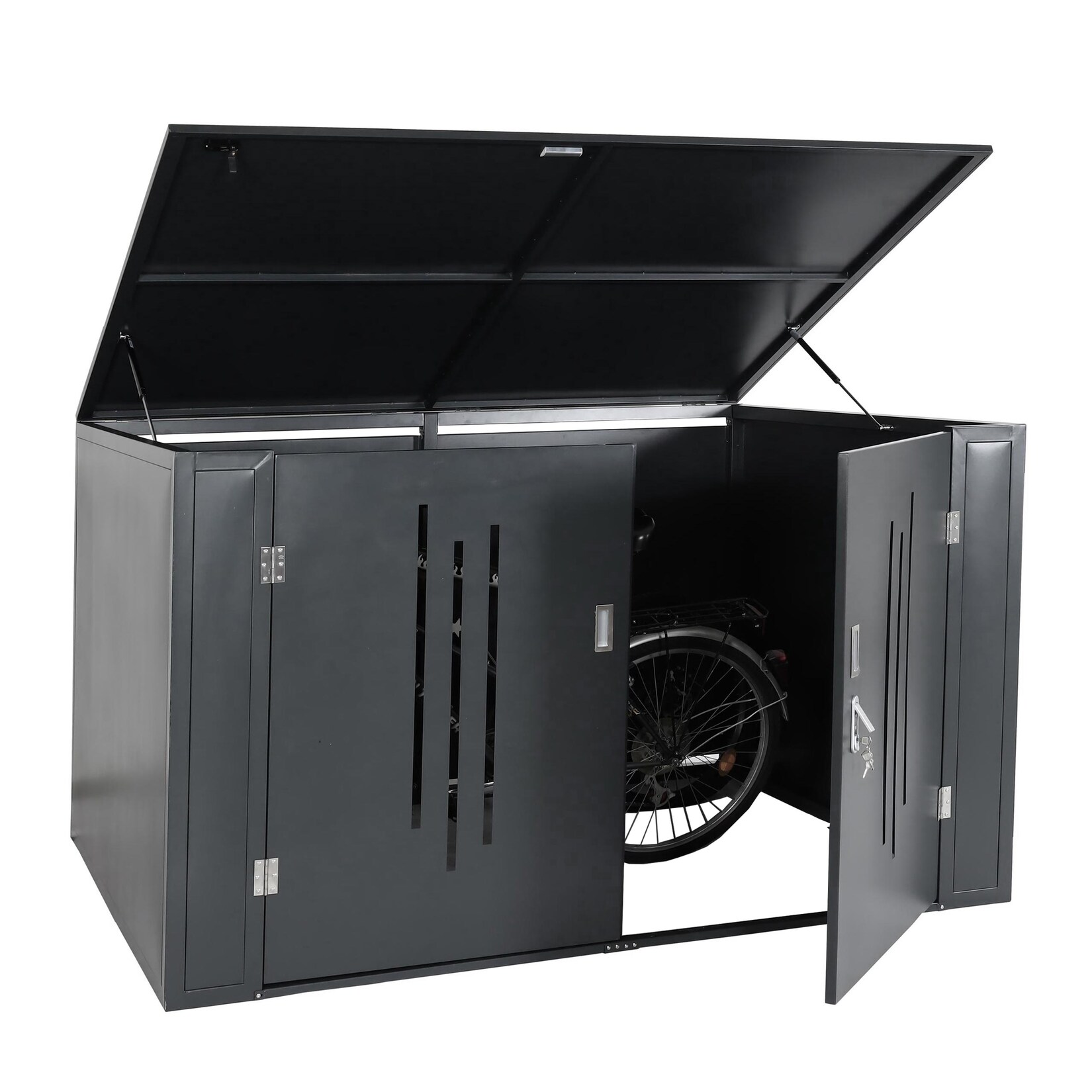 4er-Fahrradgarage MCW-K64, Fahrradbox Gerätehaus Fahrradunterstand mit Deckel, abschließbar Metall, 121x202x150cm | 04057651582252