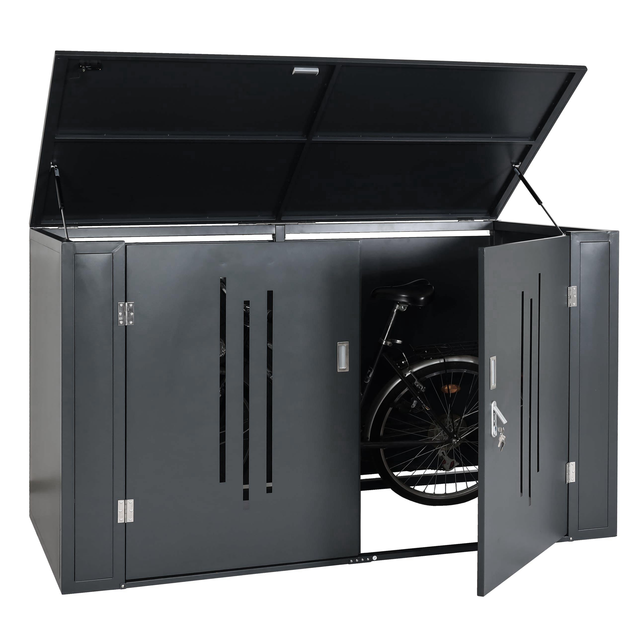 2er-Fahrradgarage MCW-K64, Fahrradbox Ger&auml;tehaus Fahrradunterstand mit Deckel, abschlie&szlig;bar Metall, 121x202x100cm - Bild 1
