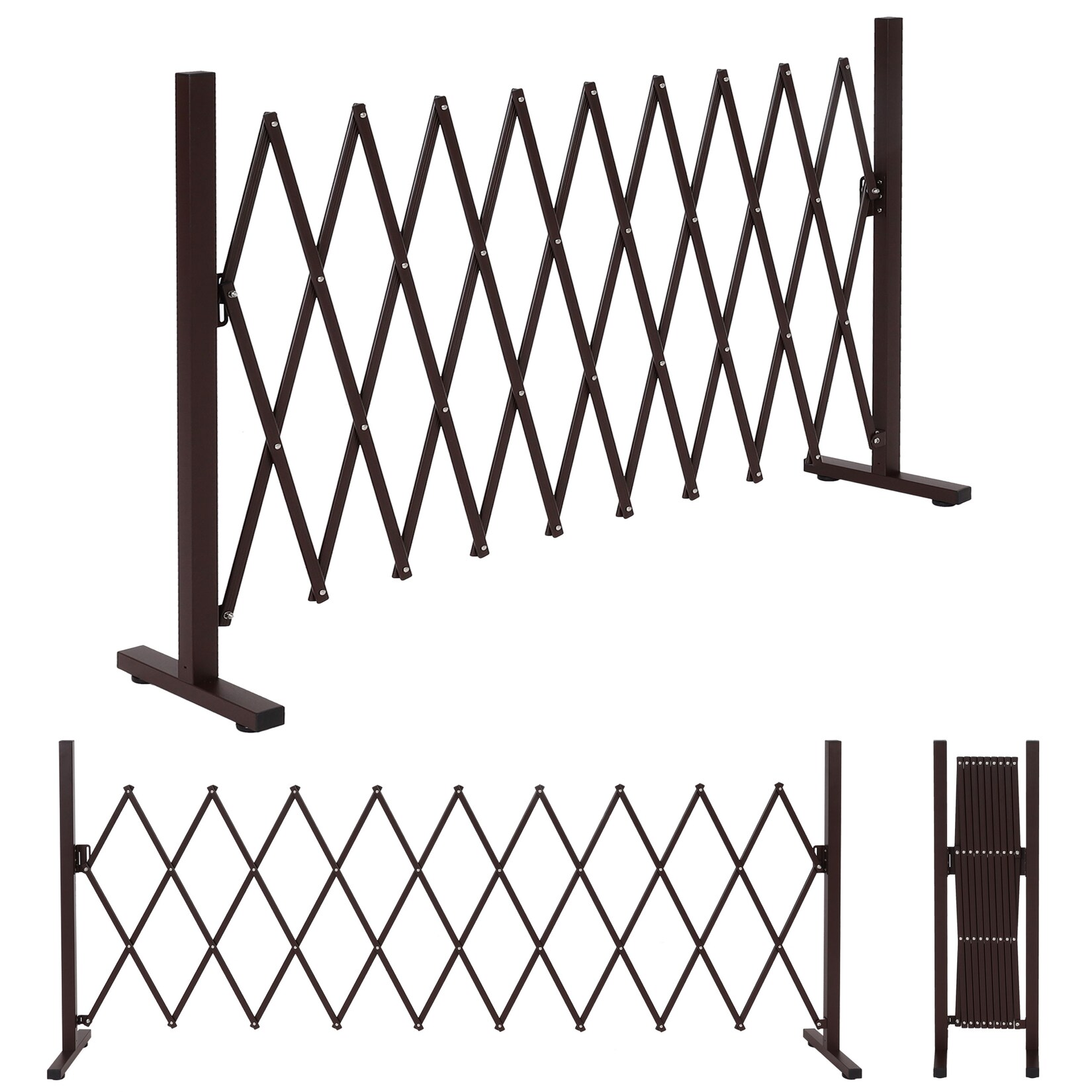Alu Absperrgitter MCW-K56, Scherengitter Schutzgitter Zaun, ausziehbar schwenkbar Stahl 103×36-265x31cm, braun | 04057651604824