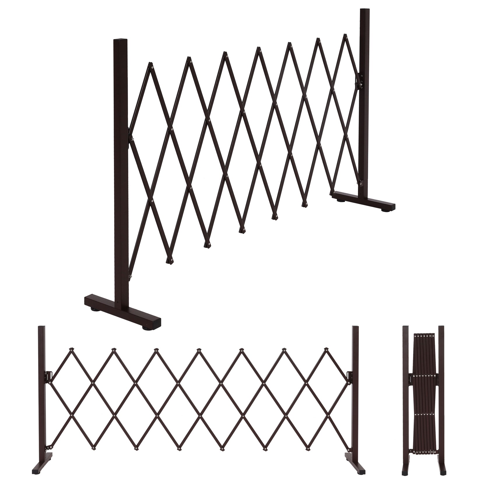 Alu Absperrgitter MCW-K56, Scherengitter Schutzgitter Zaun, ausziehbar schwenkbar Stahl 103x31-200x31cm, braun