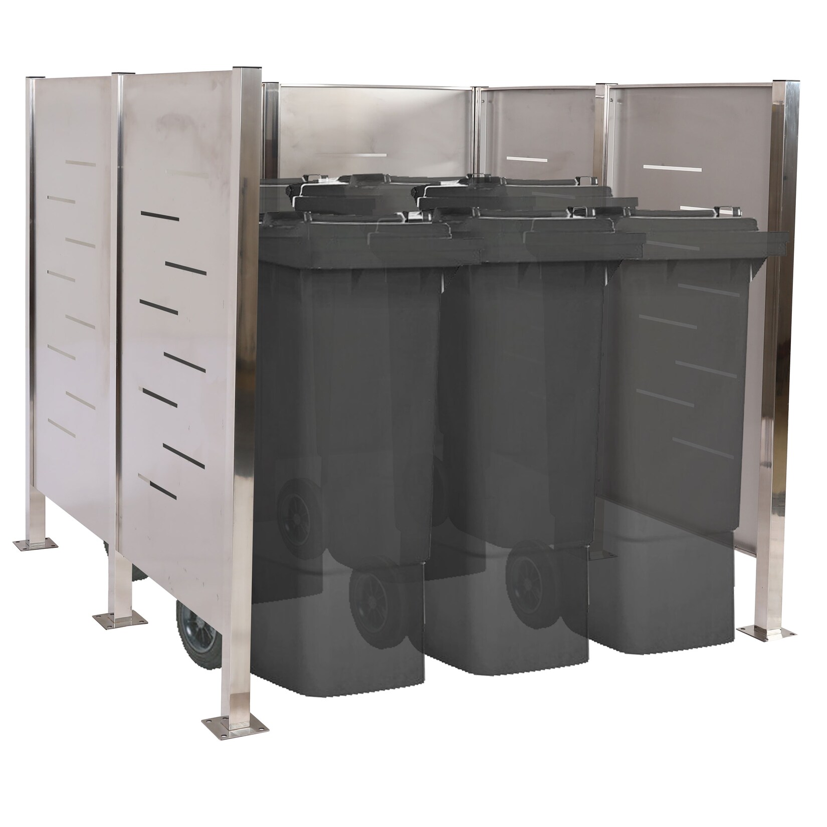 Mülltonnen-Zaun MCW-J55, Mülltonnenverkleidung Mülltonnenaufbewahrung, 151x165x165cm Metall ~ Edelstahl | 04057651602783