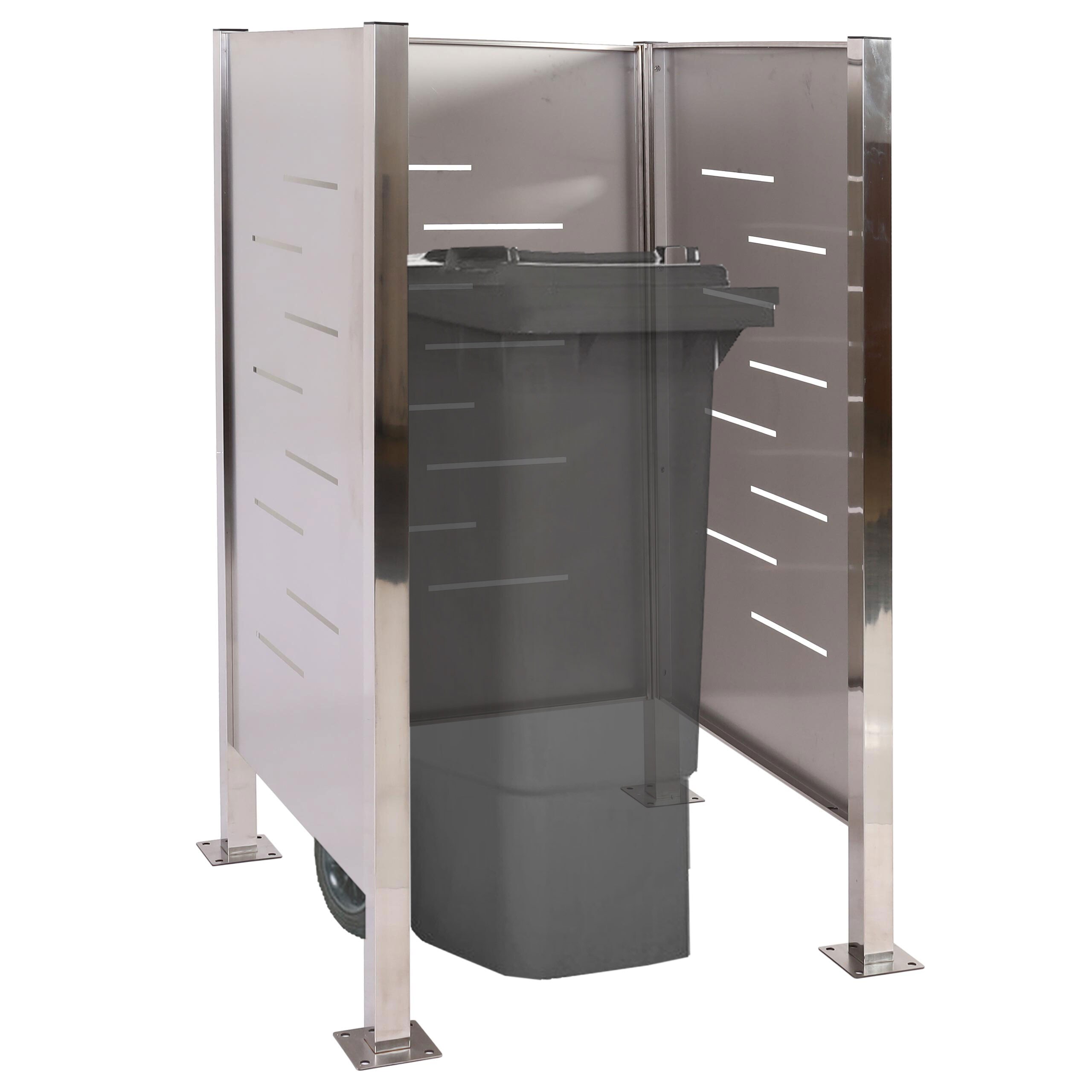 M&uuml;lltonnen-Zaun MCW-J55, M&uuml;lltonnenverkleidung M&uuml;lltonnenaufbewahrung, 150x85x85cm Metall ~ Edelstahl - Bild 1