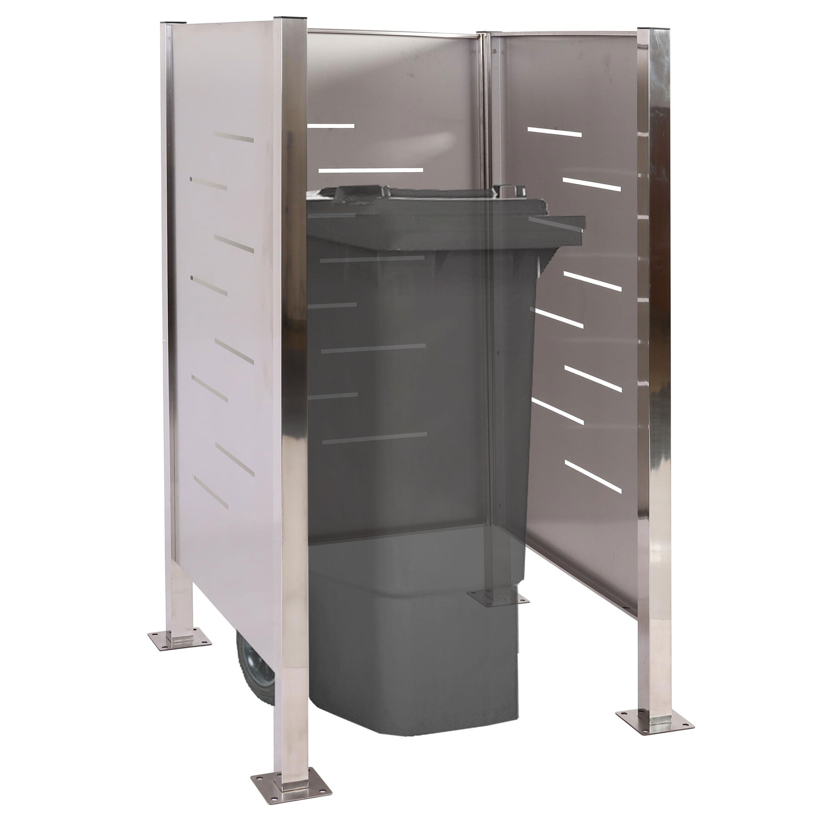 Mülltonnen-Zaun MCW-J55, Mülltonnenverkleidung Mülltonnenaufbewahrung, 150x85x85cm Metall ~ Edelstahl | 04057651602486