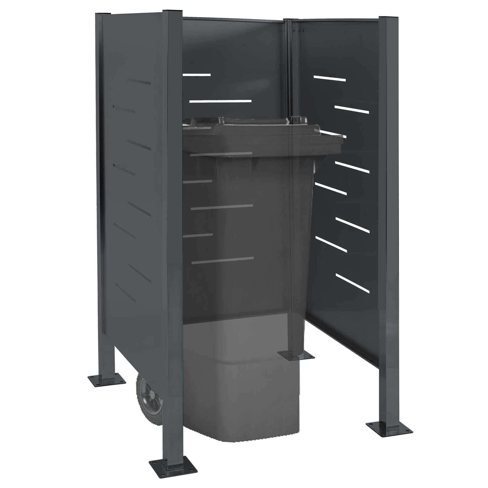 Mülltonnen-Zaun MCW-J55, Mülltonnenverkleidung Mülltonnenaufbewahrung, 150x85x85cm Metall ~ anthrazit | 04057651615417
