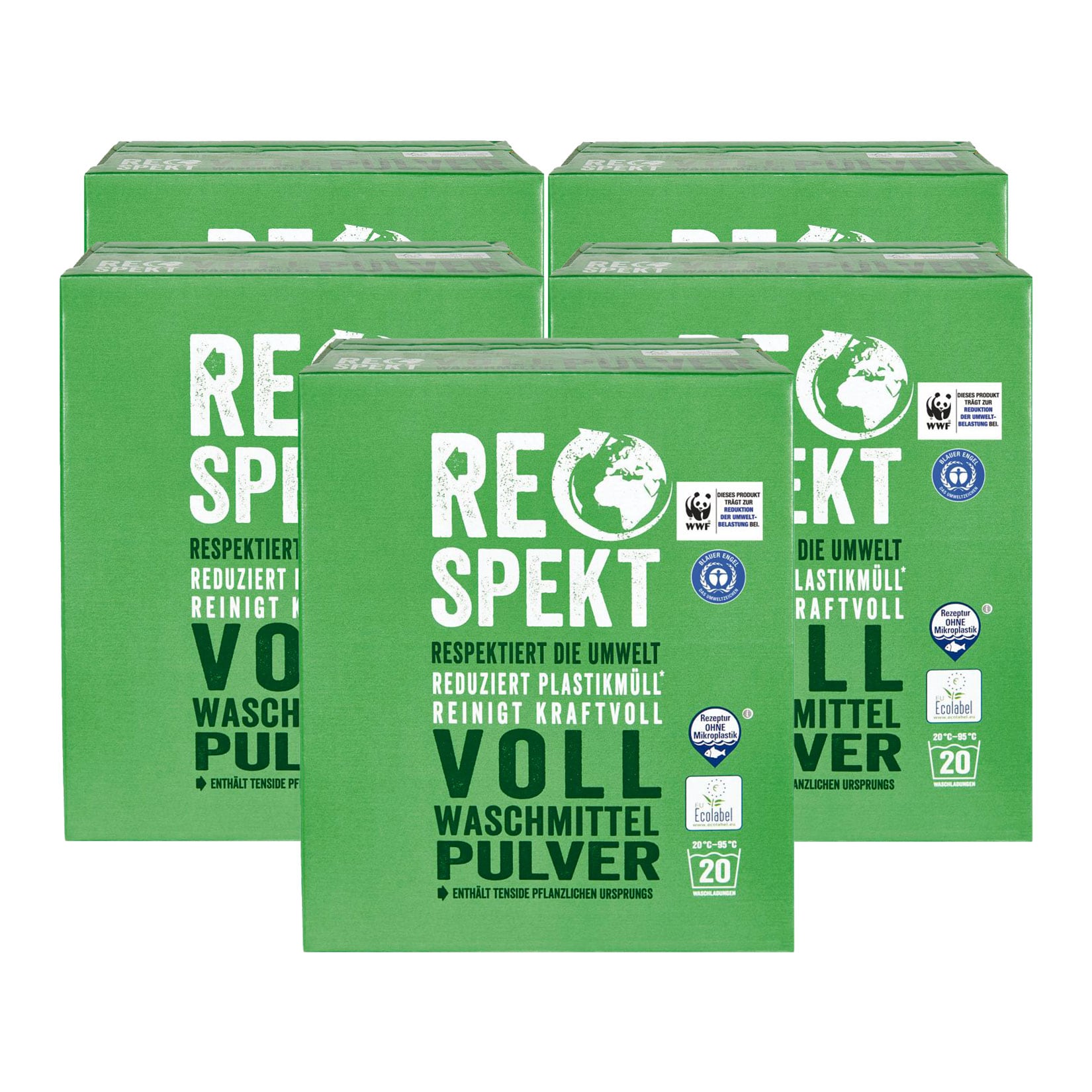 Respekt Vollwaschmittel Pulver 20 WL, 5er Pack - Bild 1