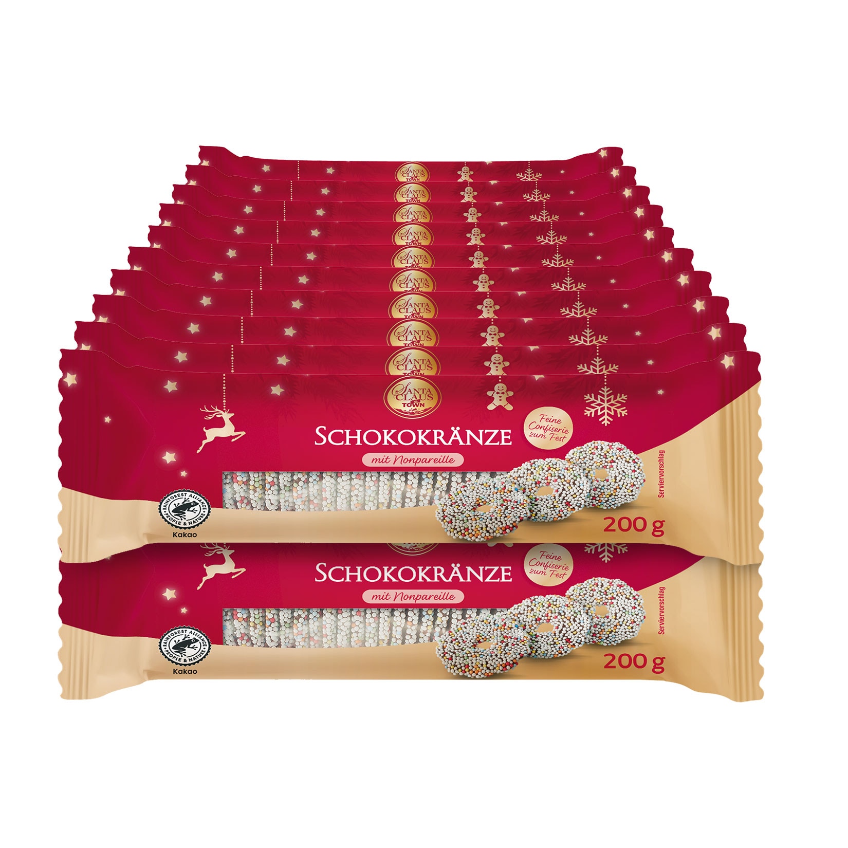 Santa Claus in Town Schokoladenkränze 200 g, 20er Pack