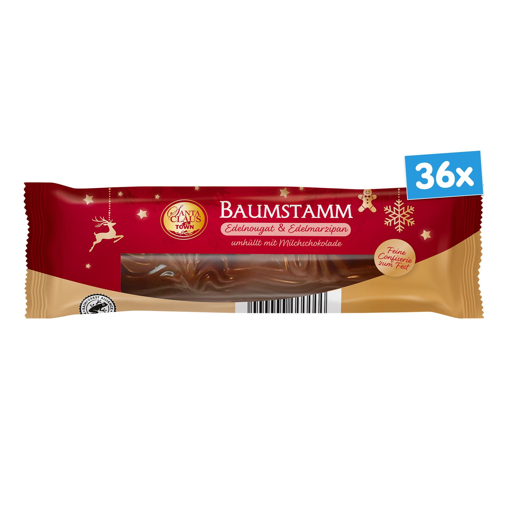 Santa Claus in Town Edel-Nougat Baumstamm 100 g, 36er Pack