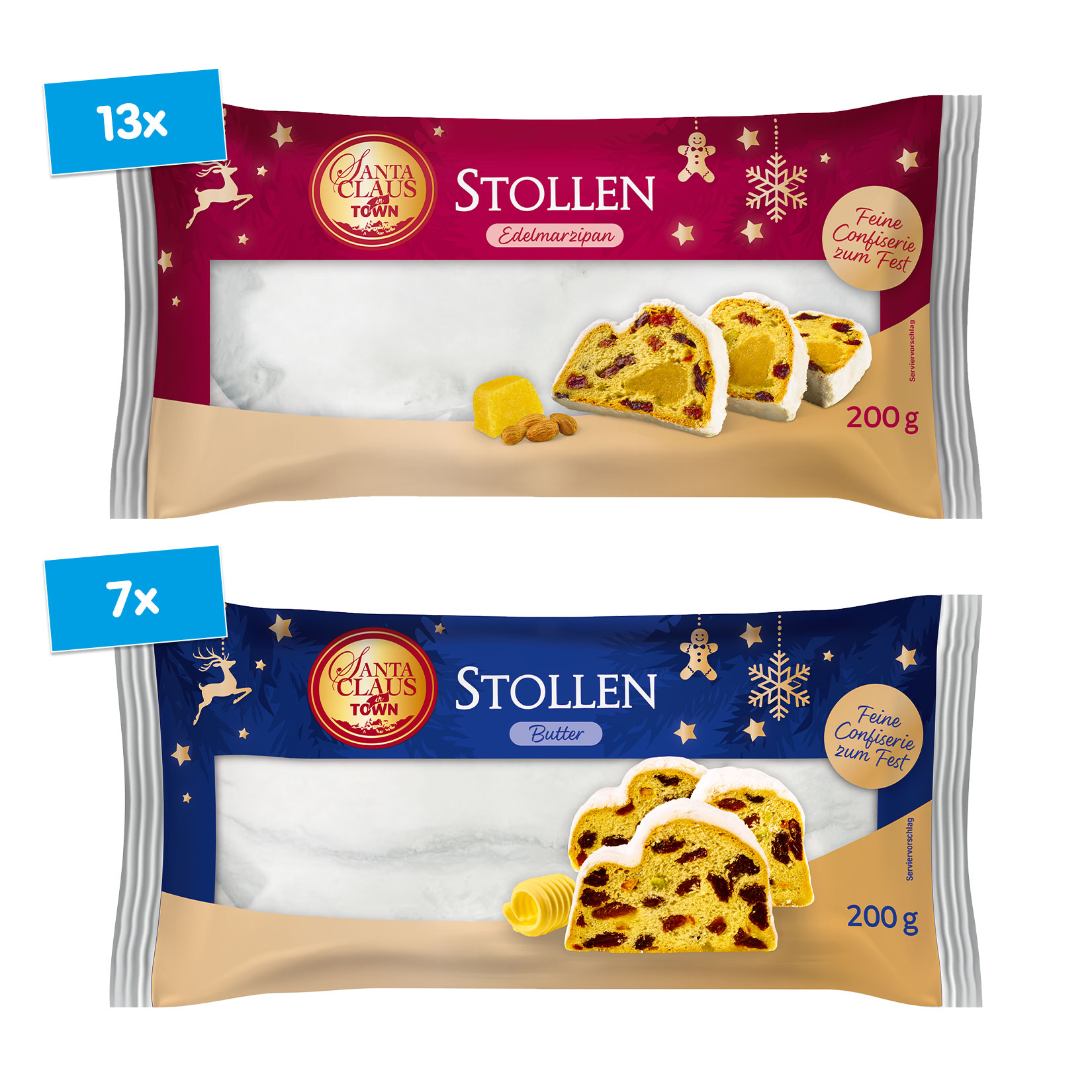 Santa Claus in Town Stollen 200 g, verschiedene Sorten, 20er Pack - Bild 1