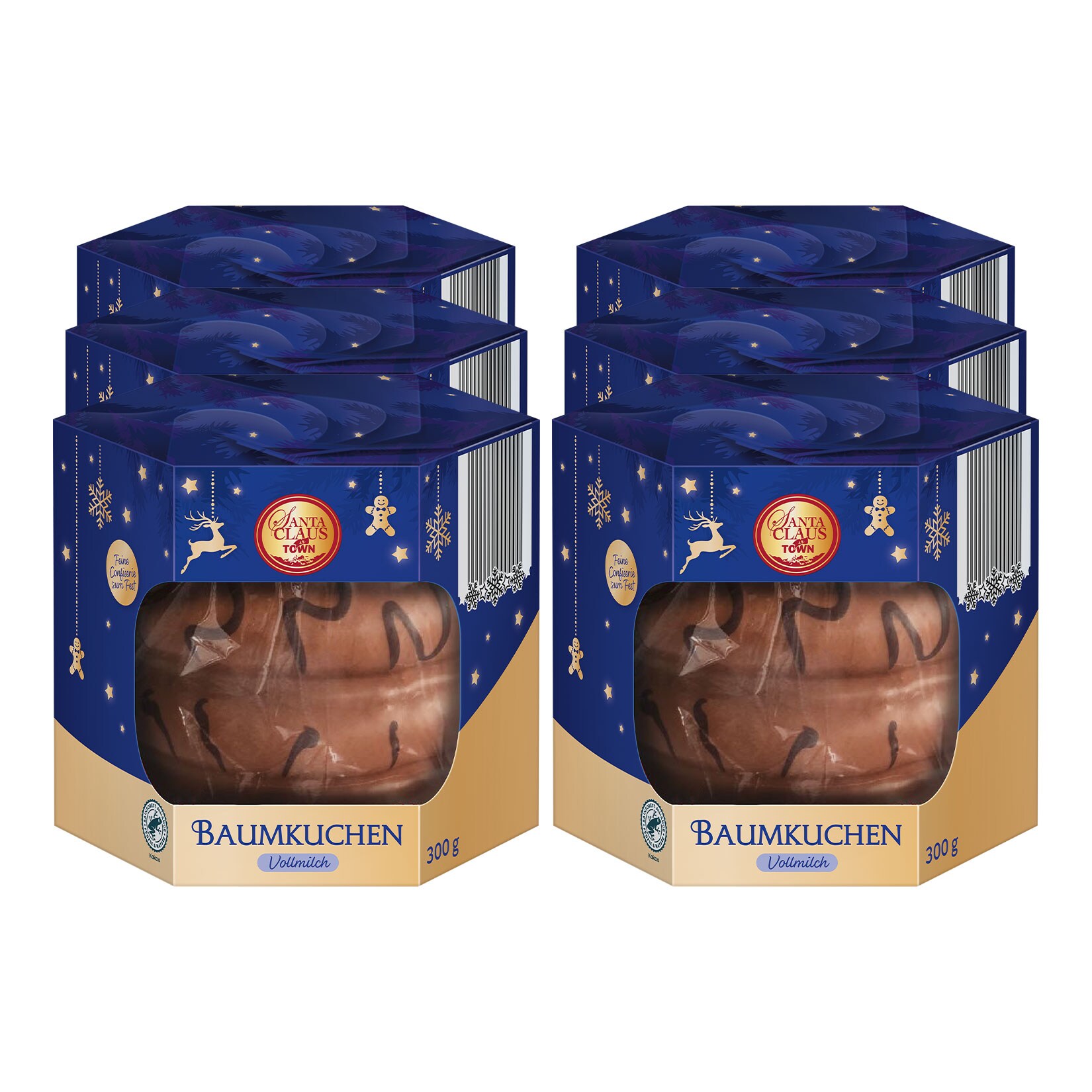 Santa Claus in Town Baumkuchen Vollmilch 300 g, 6er Pack - Bild 1
