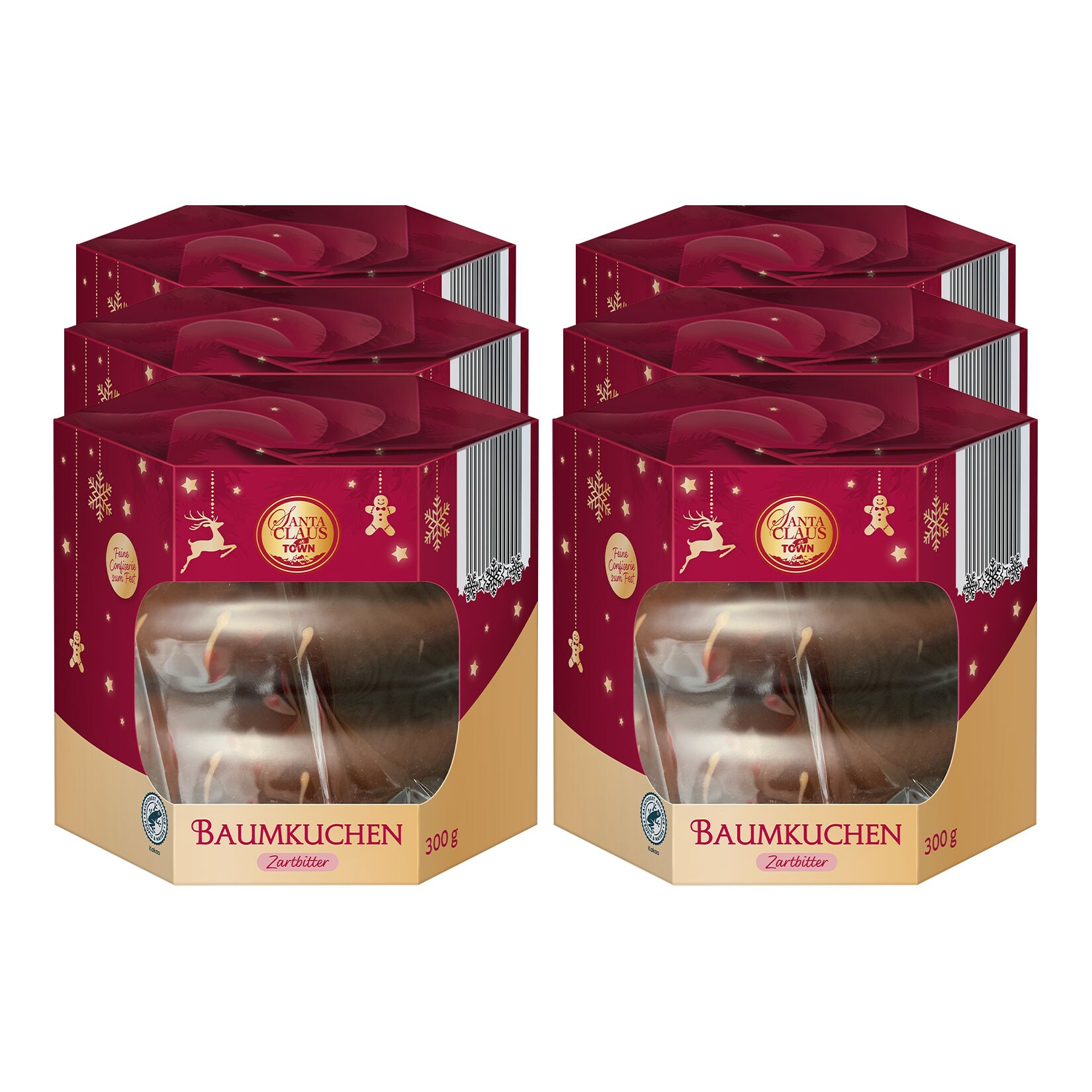 Santa Claus in Town Baumkuchen Zartbitter 300 g, 6er Pack - Bild 1