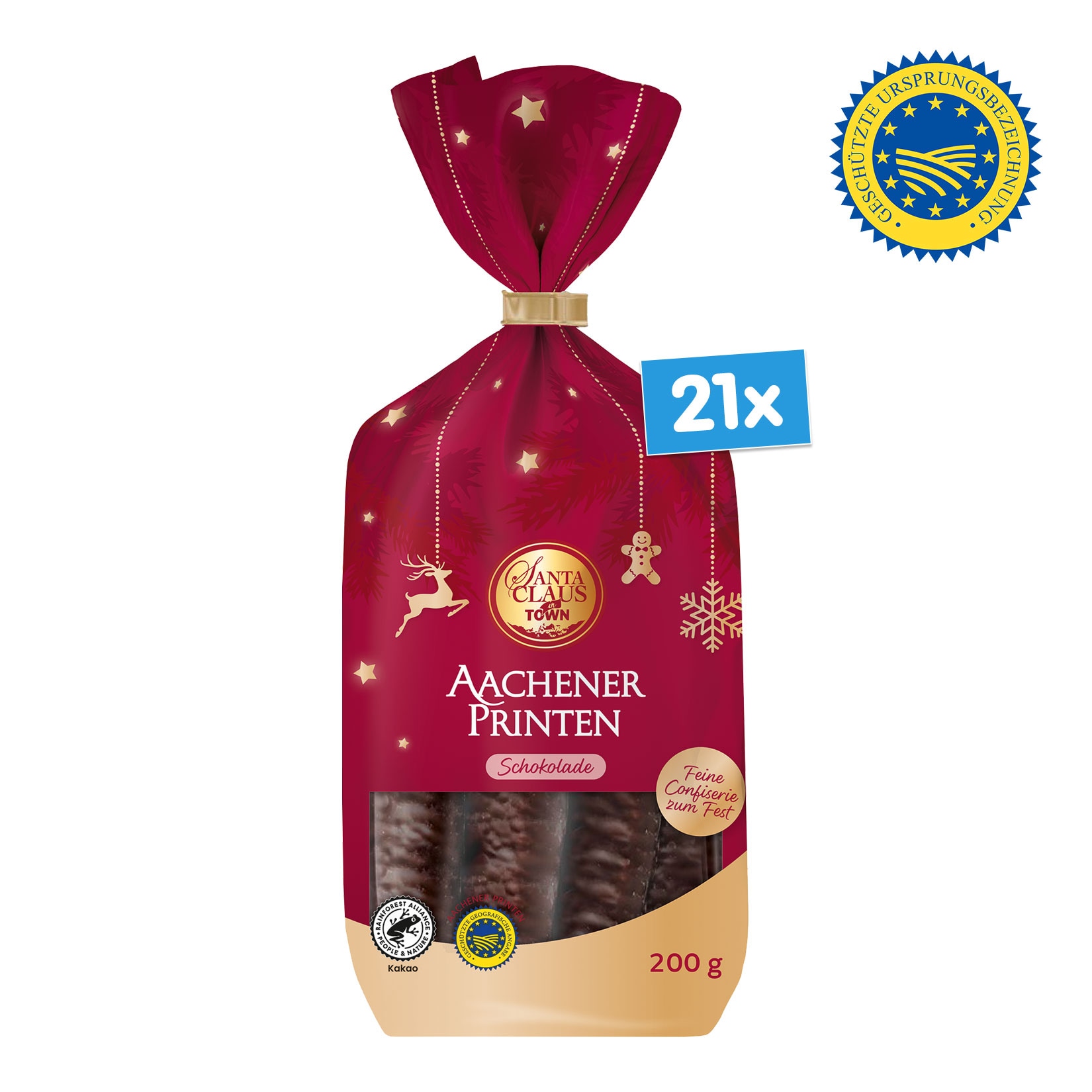 Santa Claus in Town Schoko-Printen g.g.A. 200 g, 21er Pack