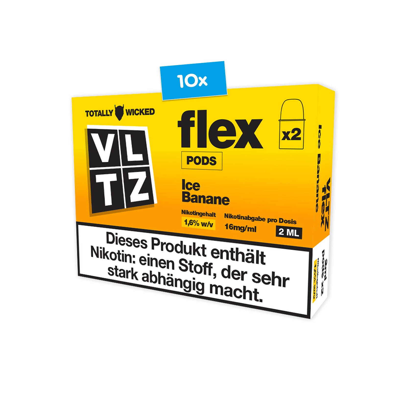 VLTZ flex Pods Ice Banane 2 St&uuml;ck 4ml 1.6% Nikotin, 10er Pack - Bild 1