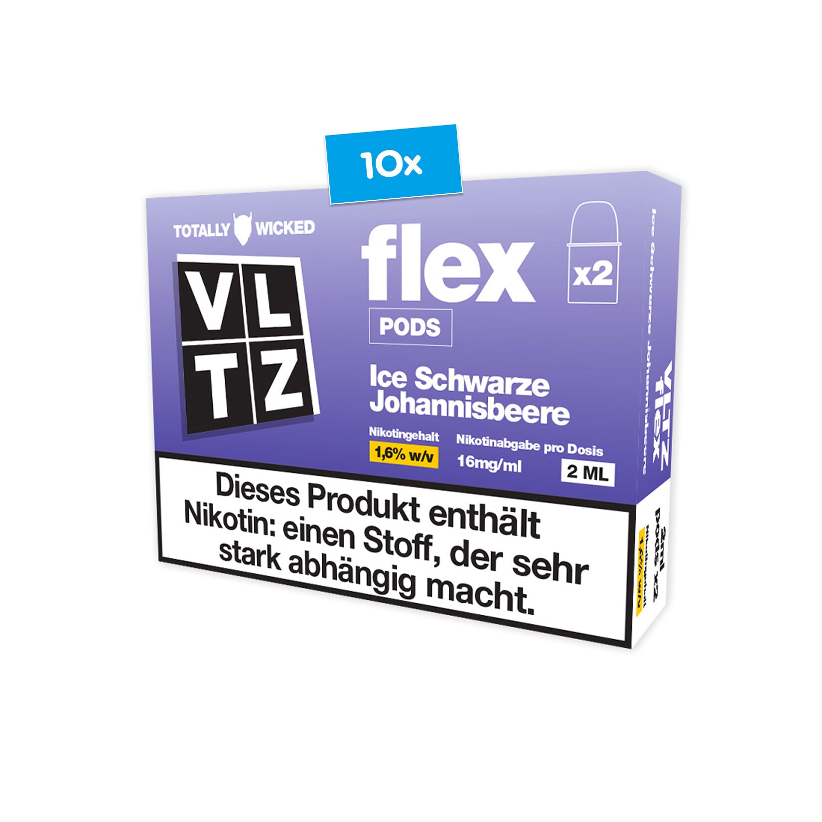 VLTZ flex Pods Ice schwarze Johannisbeere 2 St&uuml;ck 4ml 1.6% Nikotin, 10er Pack - Bild 1