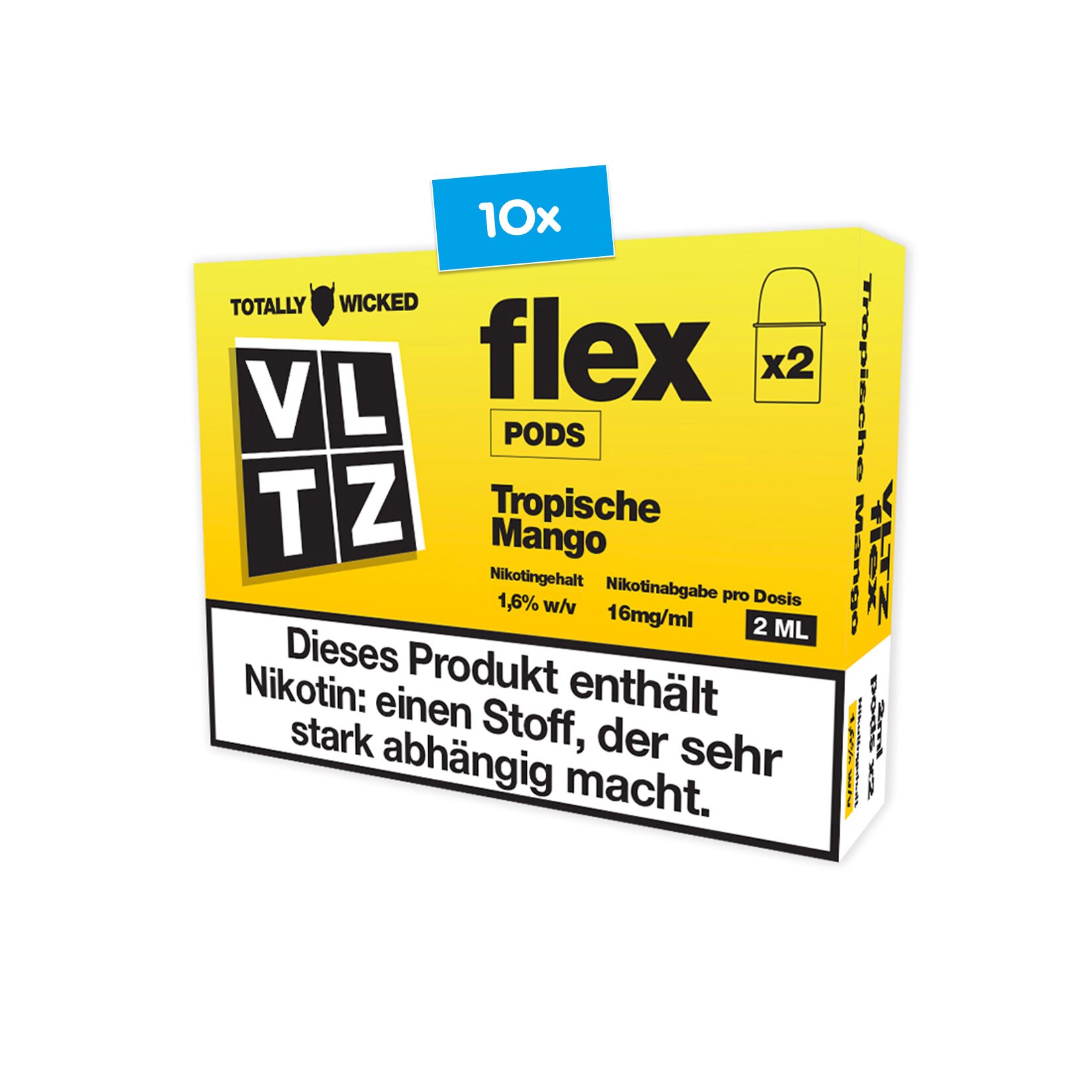 VLTZ flex Pods Tropische Mango 2 St&uuml;ck 4ml 1.6% Nikotin, 10er Pack - Bild 1