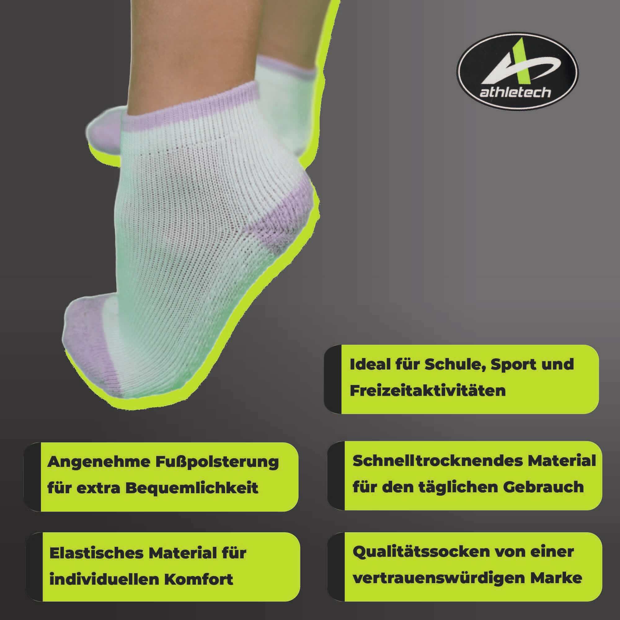Athletech 6 Paar Low-Cut-Sportsocken f&uuml;r Kinder 3-5 Jahre bis Gr. 34 Pastellfarben - Bild 1