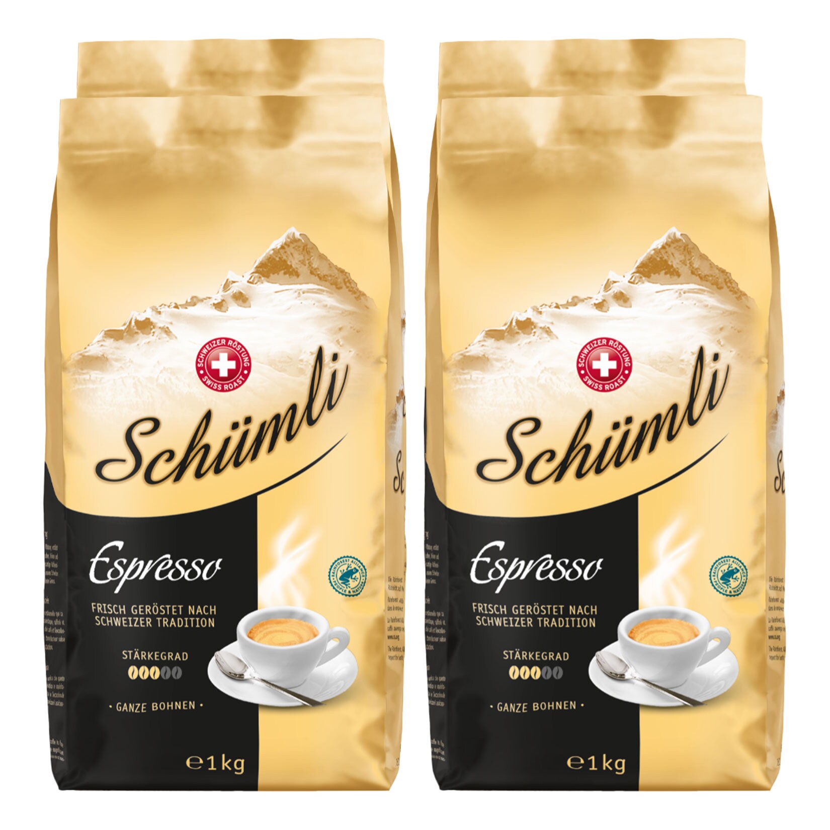 Schweizer Sch&uuml;mli Espresso ganze Kaffeebohnen 1 kg, 4er Pack - Bild 1