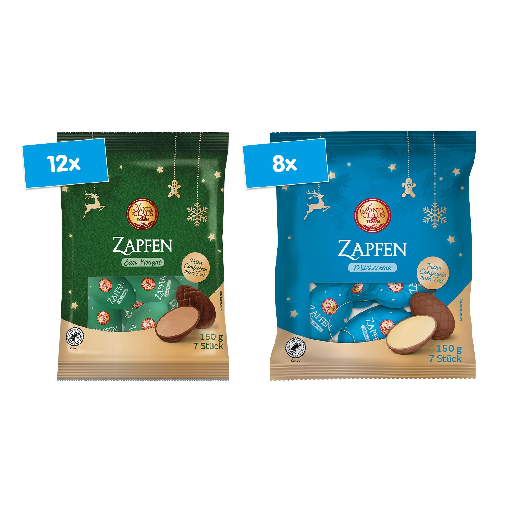 Santa Claus in Town Schokoladen Zapfen 150 g, verschiedene Sorten, 20er Pack - Bild 1
