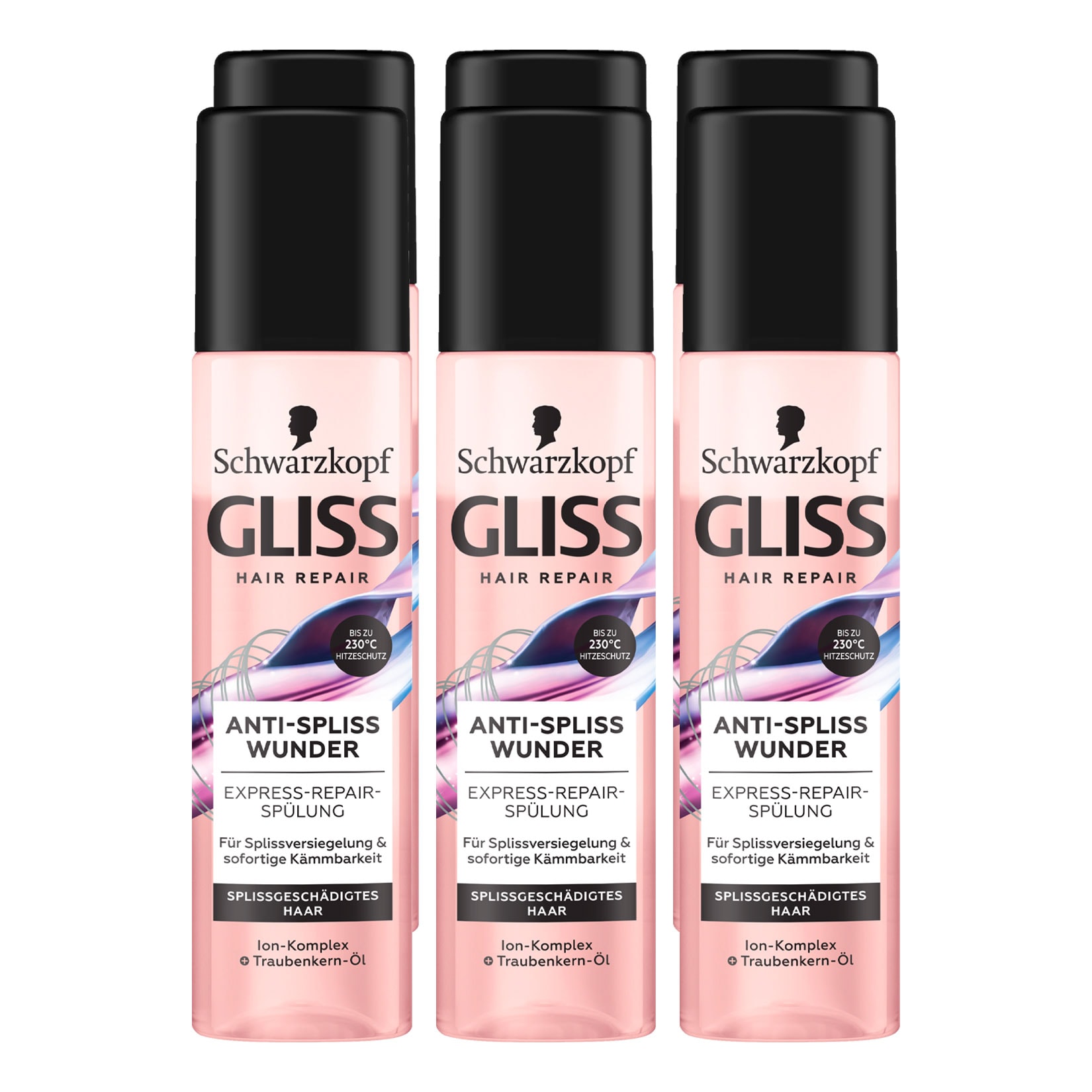 Schwarzkopf Gliss Express-Repair-Sp&uuml;lung Anti Spliss Wunder 200 ml, 6er Pack - Bild 1