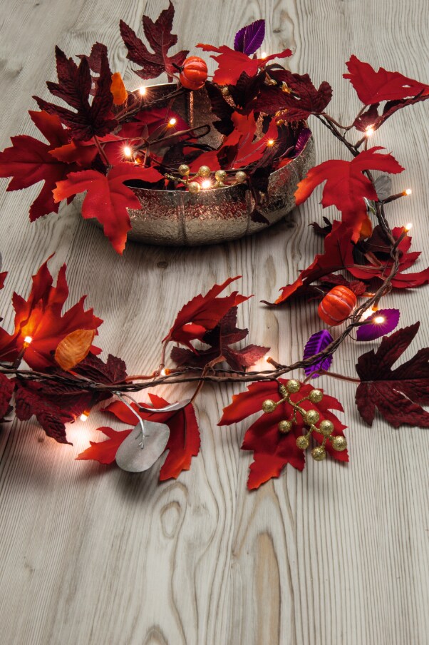 Dekor LED Herbstgirlande - versch. Ausf&uuml;hrungen -Herbstbl&auml;tter - Bild 1