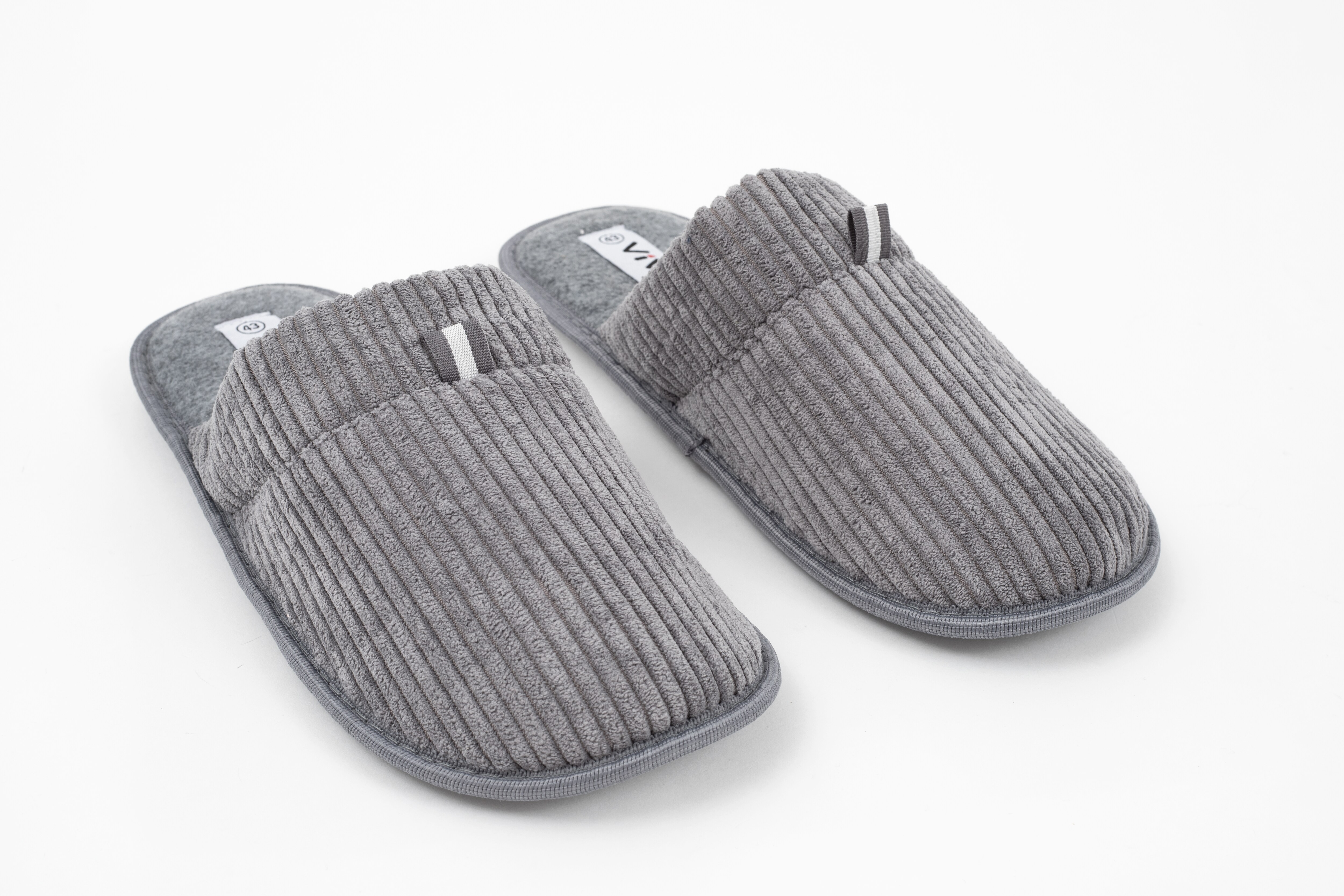 Herren Hausschuhe Cordoptik, grau - Gr. 42 - Bild 1