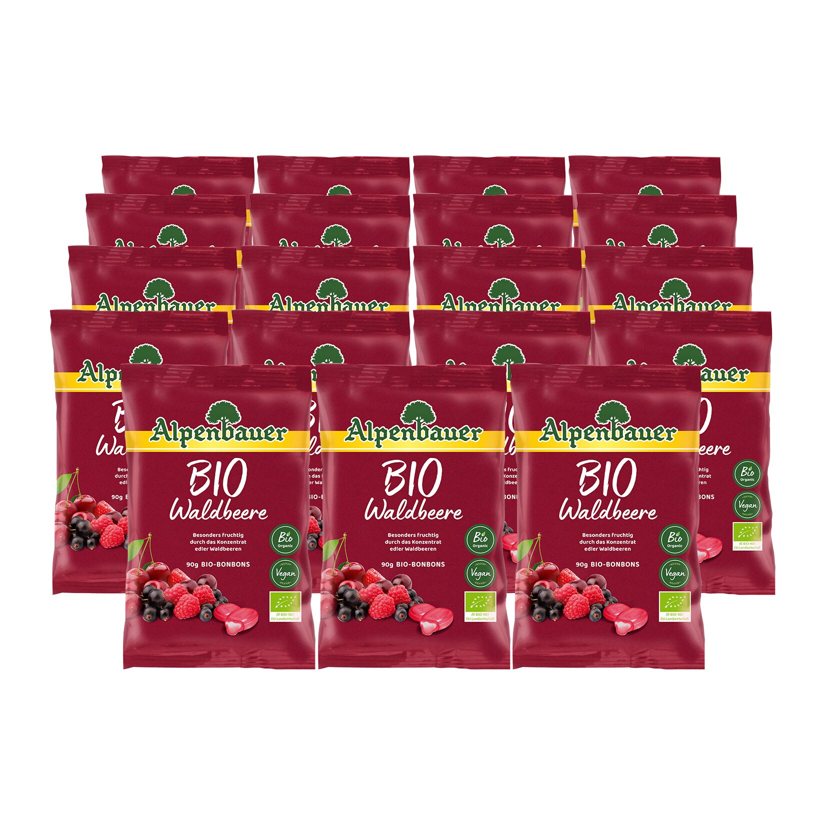 Alpenbauer Bio Bonbons Waldbeere 90 g, 19er Pack - Bild 1