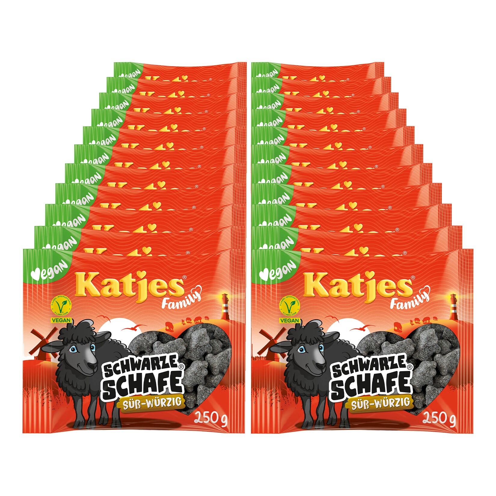 Katjes Family Fruchtgummi Schwarze Schafe S&uuml;&szlig;-W&uuml;rzig 250 g, 22er Pack - Bild 1