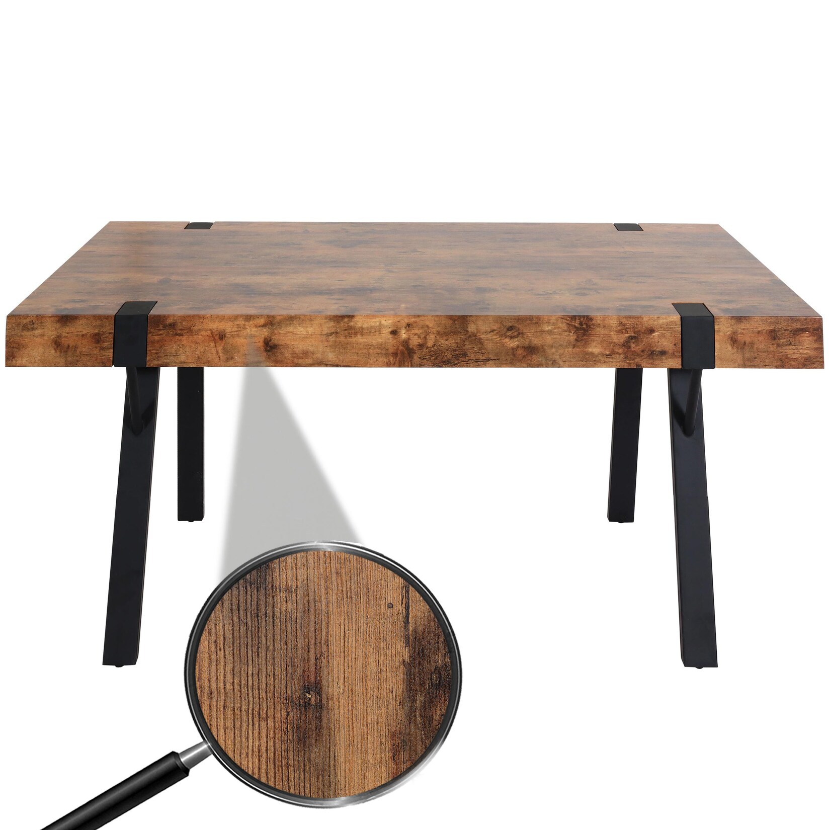 Esstisch MCW-L54, Tisch Küchentisch Esszimmertisch, Industrial Metall 150x90cm ~ dunkle Wildeiche