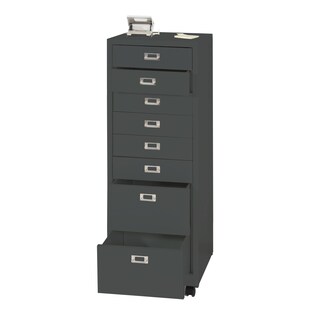 Rollcontainer MCW-L49, Schubladenschrank Stahlschrank Aktenschrank, Metall 115x40x41cm 8 Schubladen ~ dunkelgrau - Bild 1