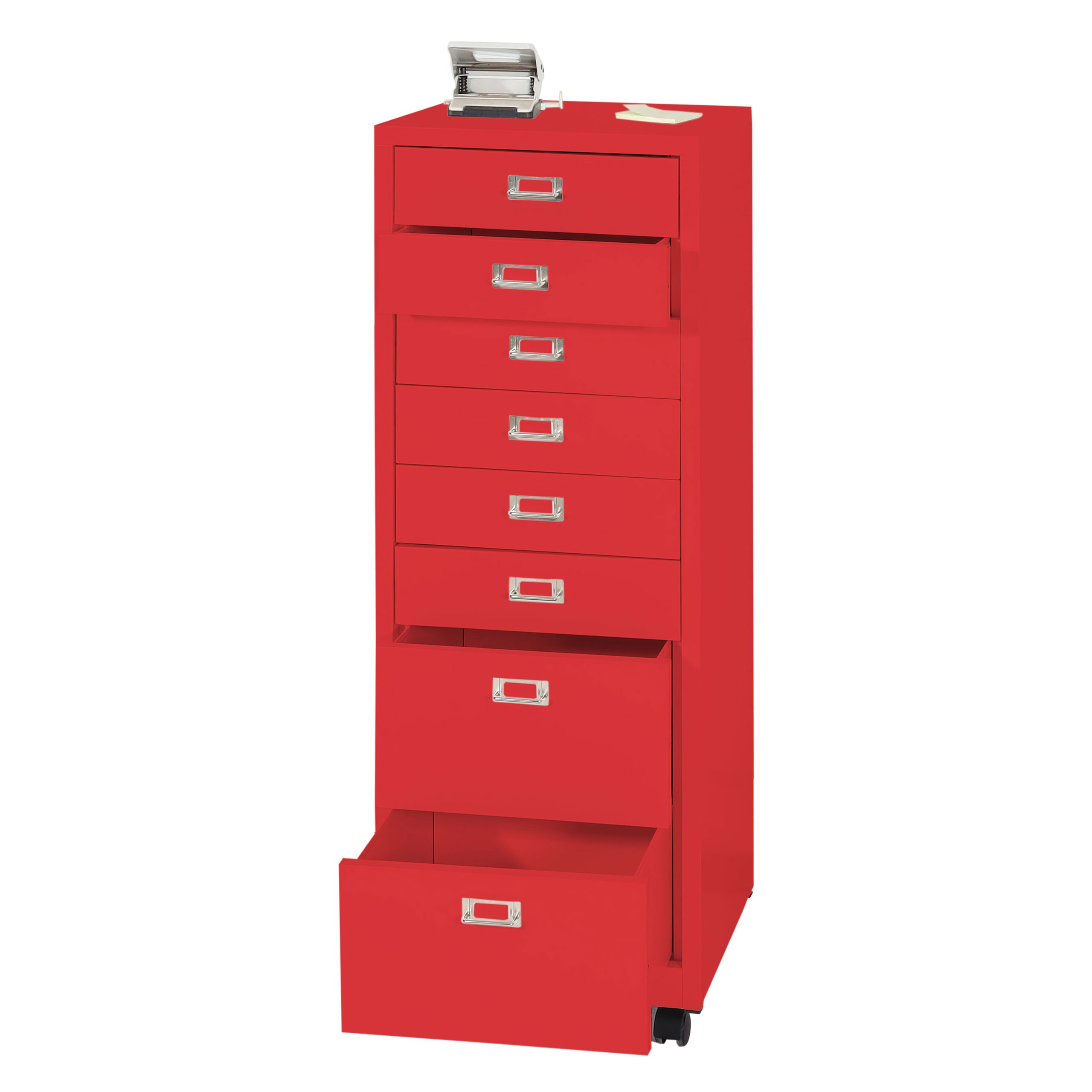 Rollcontainer MCW-L49, Schubladenschrank Stahlschrank Aktenschrank, Metall 115x40x41cm 8 Schubladen ~ rot - Bild 1