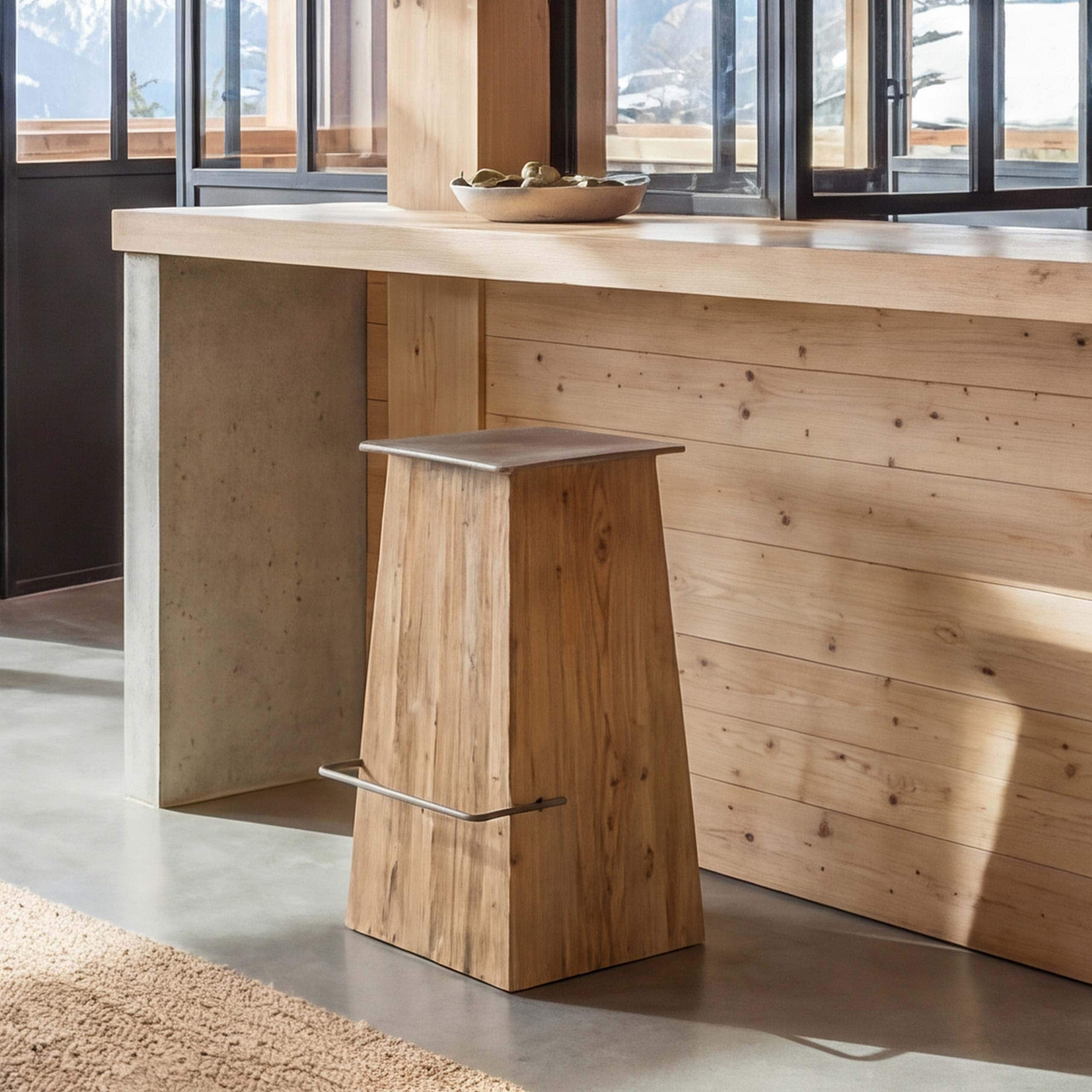 Barhocker MCW-L76, Barstuhl Tresenhocker, Industrial Massiv-Holz MVG-zertifiziert, natur mit Metall-Optik - Bild 1