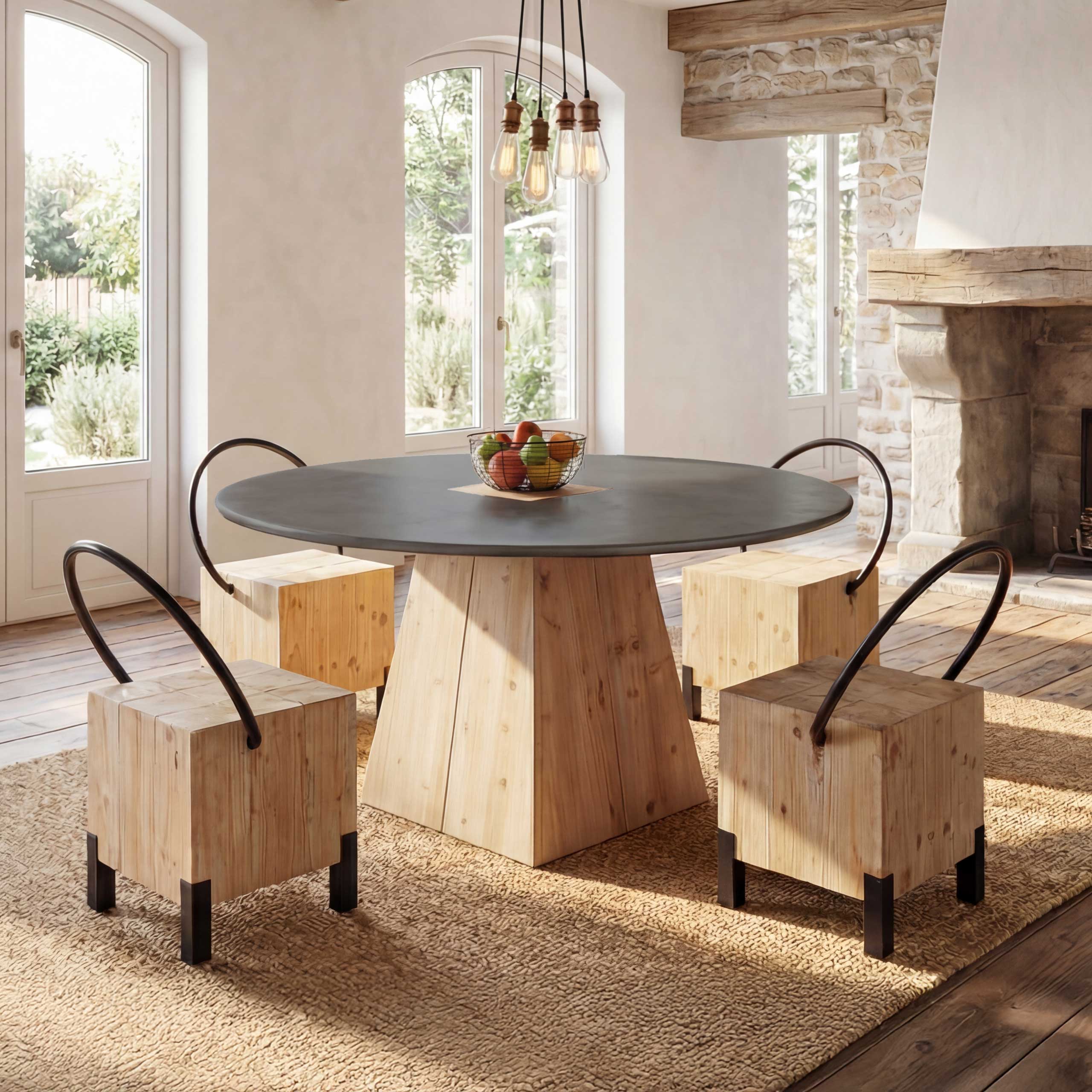 4er-Set Esszimmerstuhl MCW-L76, Besucherstuhl Hocker, Industrial Metall Massiv-Holz MVG-zertifiziert, natur - Bild 1