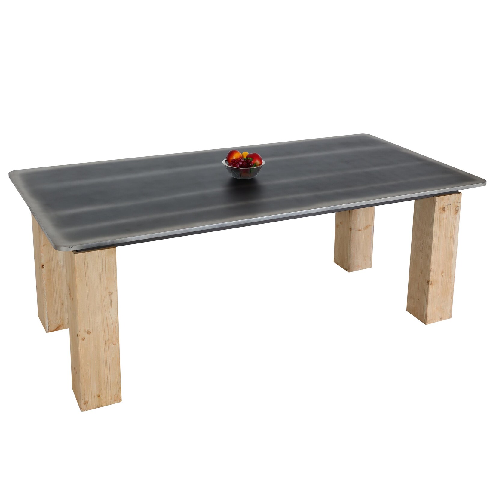 Esstisch MCW-L76, Tisch Esszimmertisch, Industrial Massiv-Holz MVG-zertifiziert 200x100cm, natur mit Metall-Optik