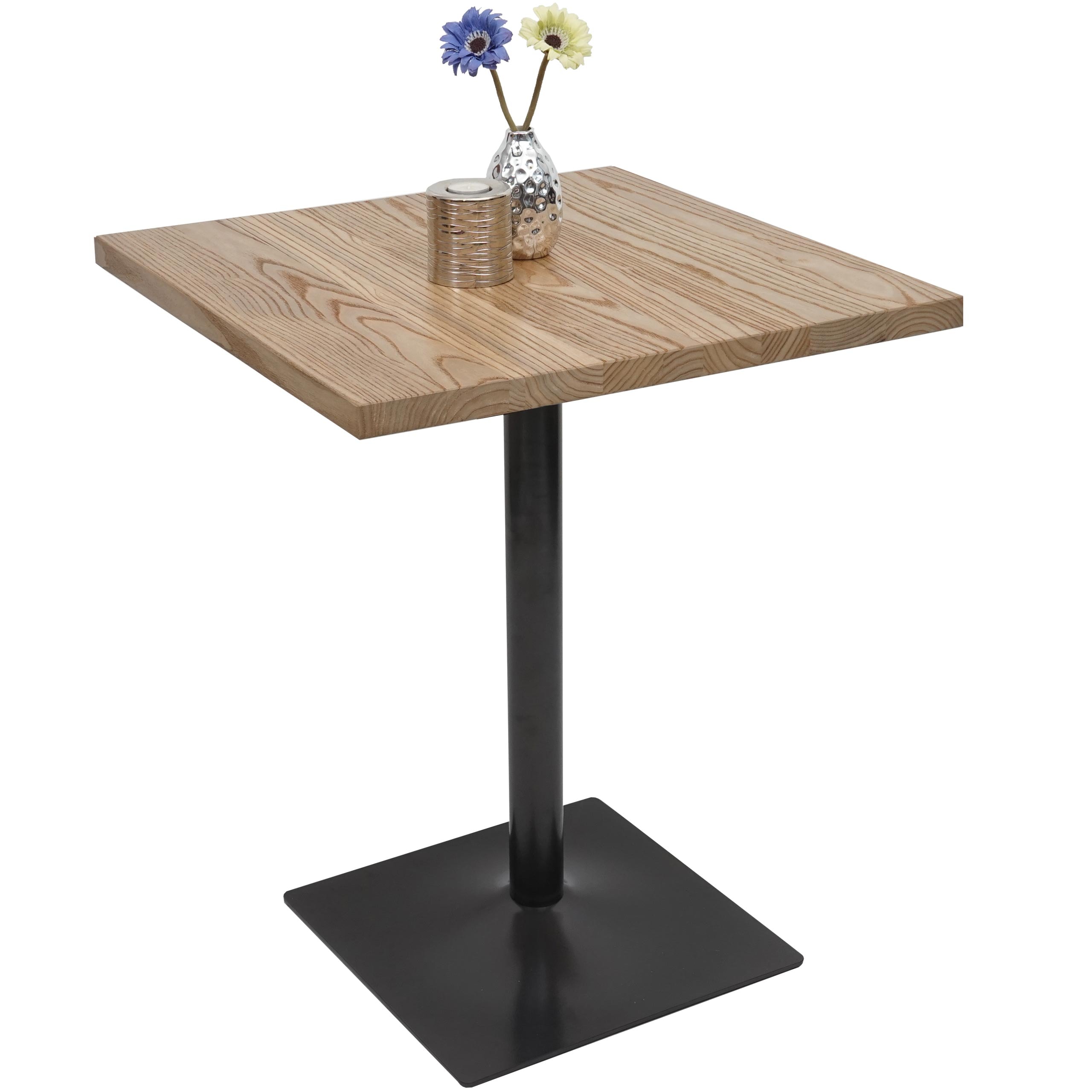 Bistrotisch MCW-H10, Bartisch Thekentisch, Industrial Gastro Metall Ulme Massivholz MVG 70x70cm ~ hellbraun - Bild 1