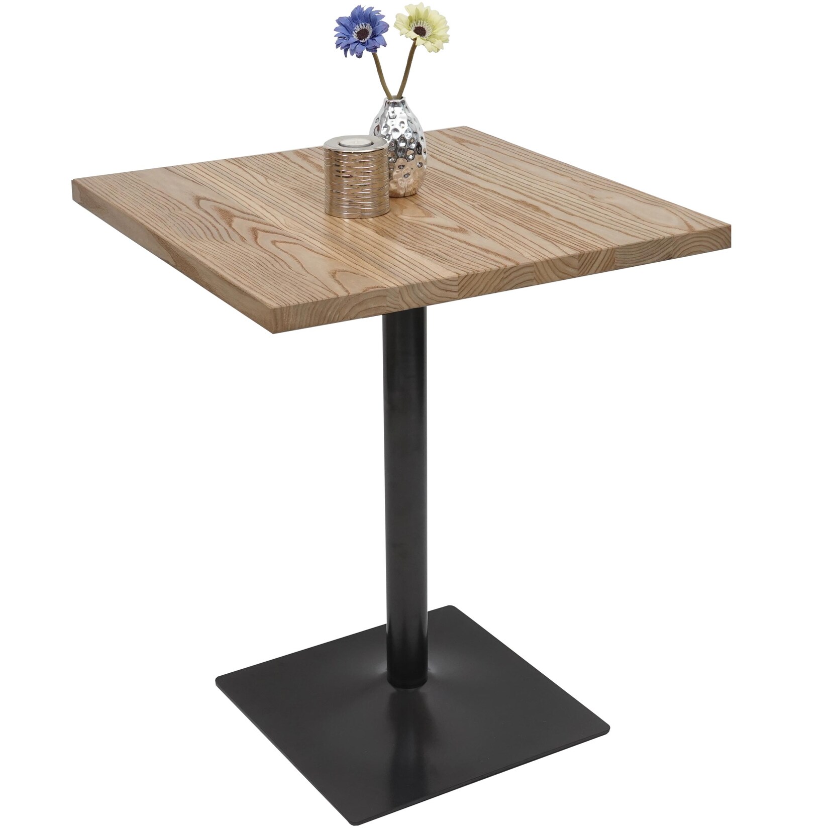 Bistrotisch MCW-H10, Bartisch Thekentisch, Industrial Gastro Metall Ulme Massivholz MVG 70x70cm ~ hellbraun | 04057651873503