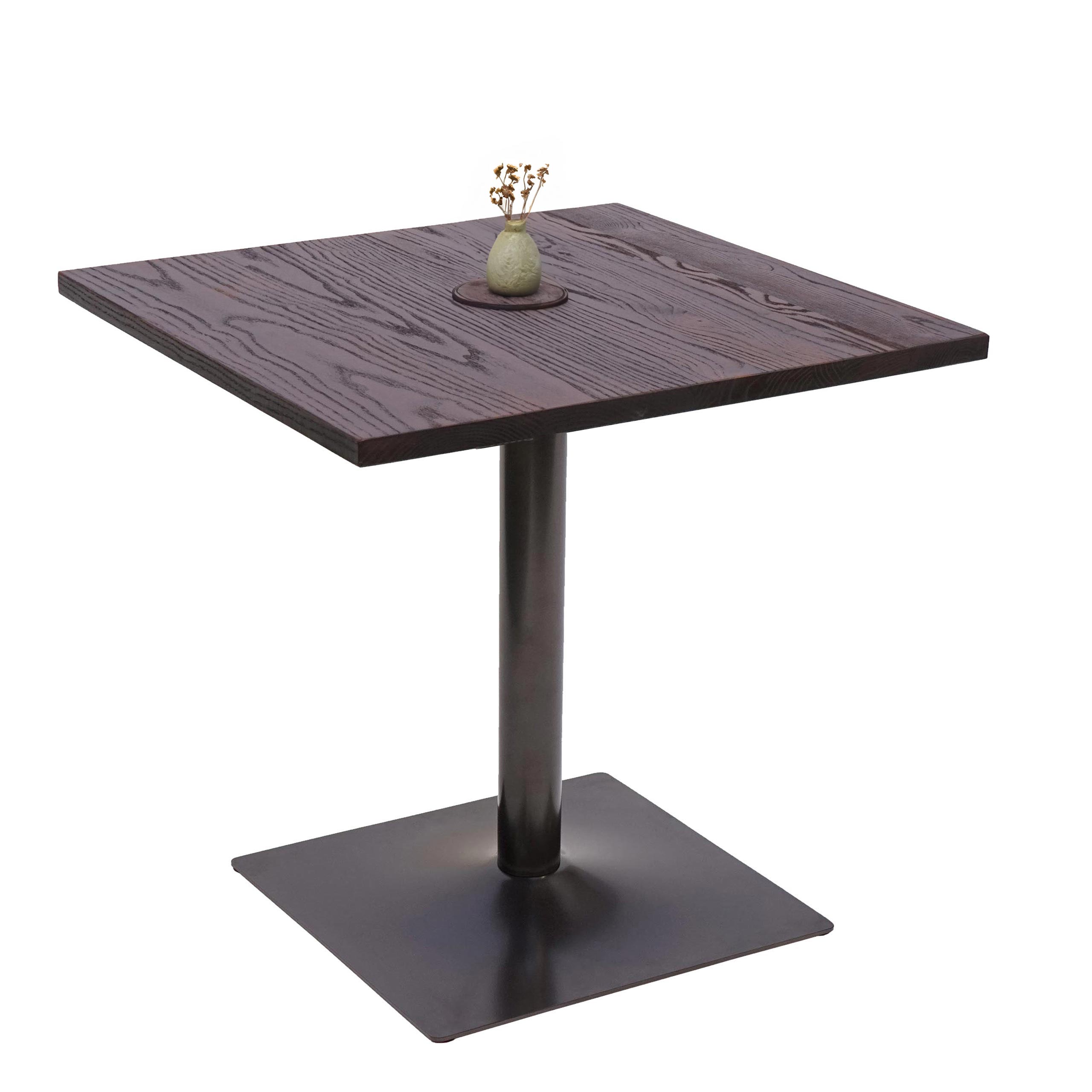 Bistrotisch MCW-H10, Bartisch Thekentisch, Industrial Gastro Metall Ulme Massivholz MVG 70x70cm ~ dunkelbraun - Bild 1
