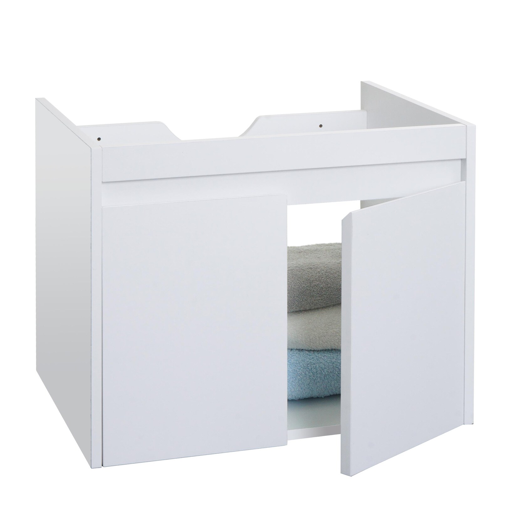 Waschbeckenunterschrank MCW-L86, Badezimmer Waschtisch Unterschrank, MVG Melamin 2 Türen 48x59x46cm ~ weiß