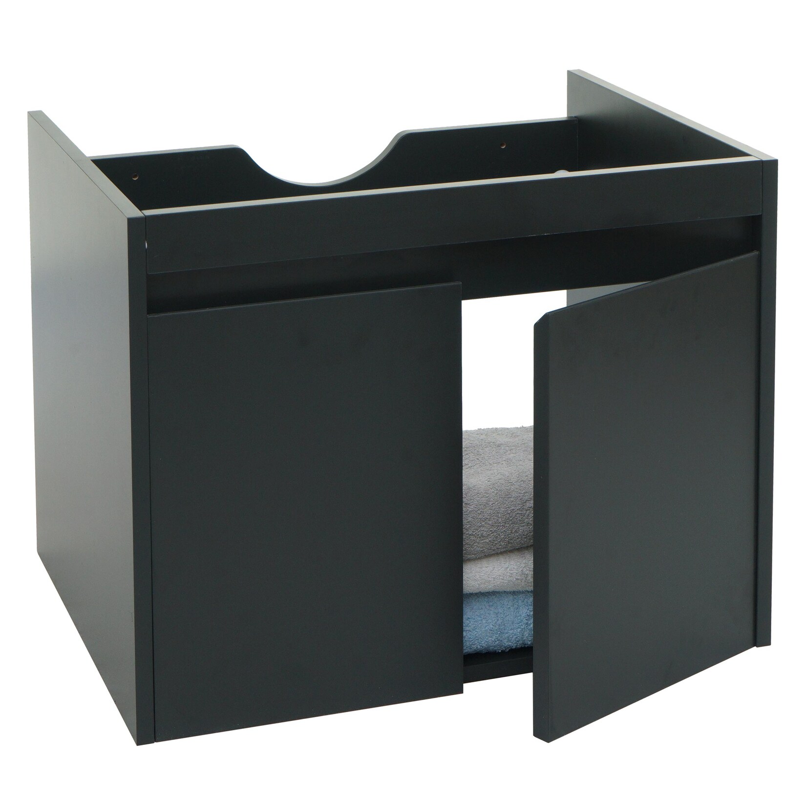 Waschbeckenunterschrank MCW-L86, Badezimmer Waschtisch Unterschrank, MVG Melamin 2 Türen 48x59x46cm ~ schwarz