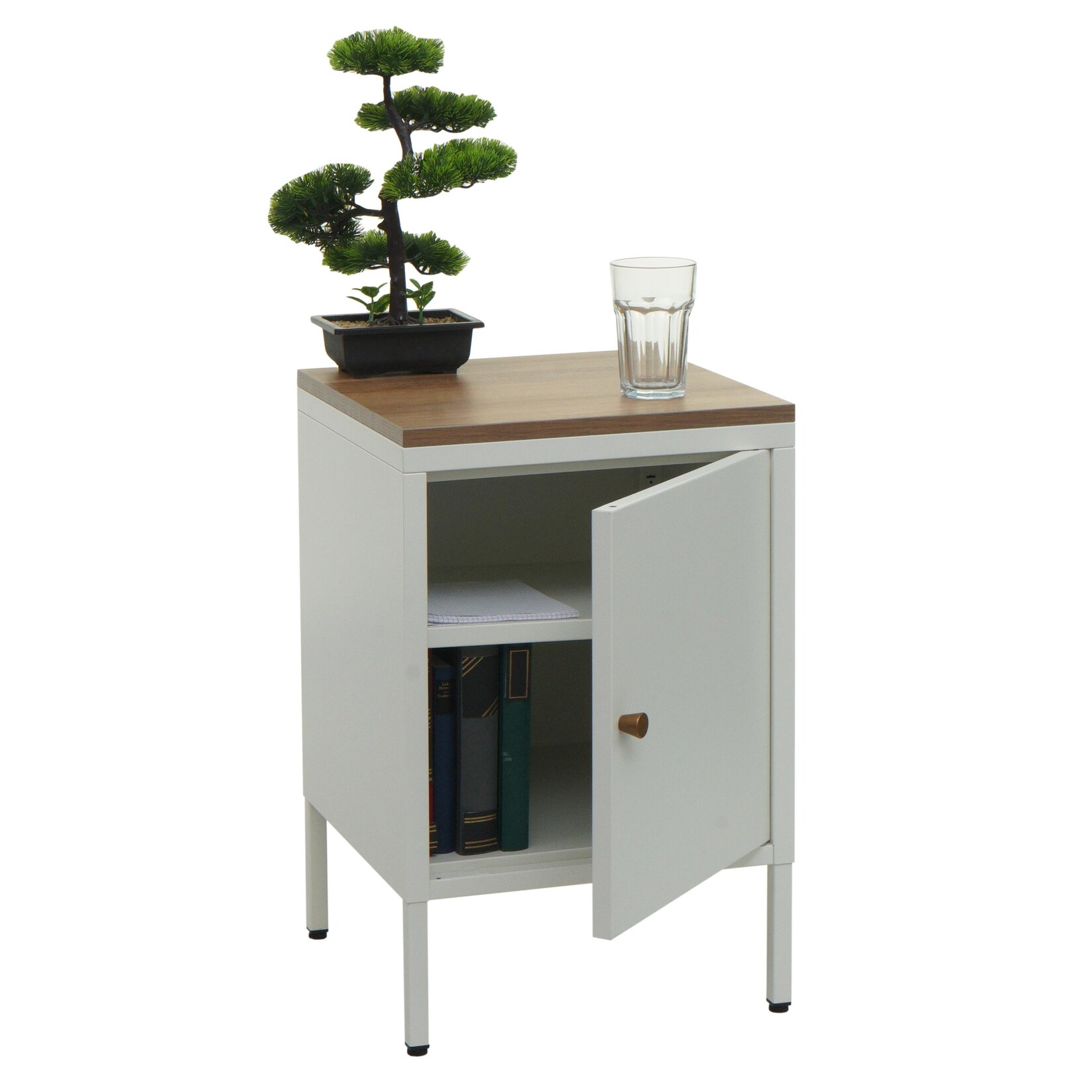 Nachttisch MCW-L84, Nachtschrank Kommode Beistelltisch Schrank, Metall 63x40x40cm, Melaminbeschichtet ~ weiß | 04057651609836