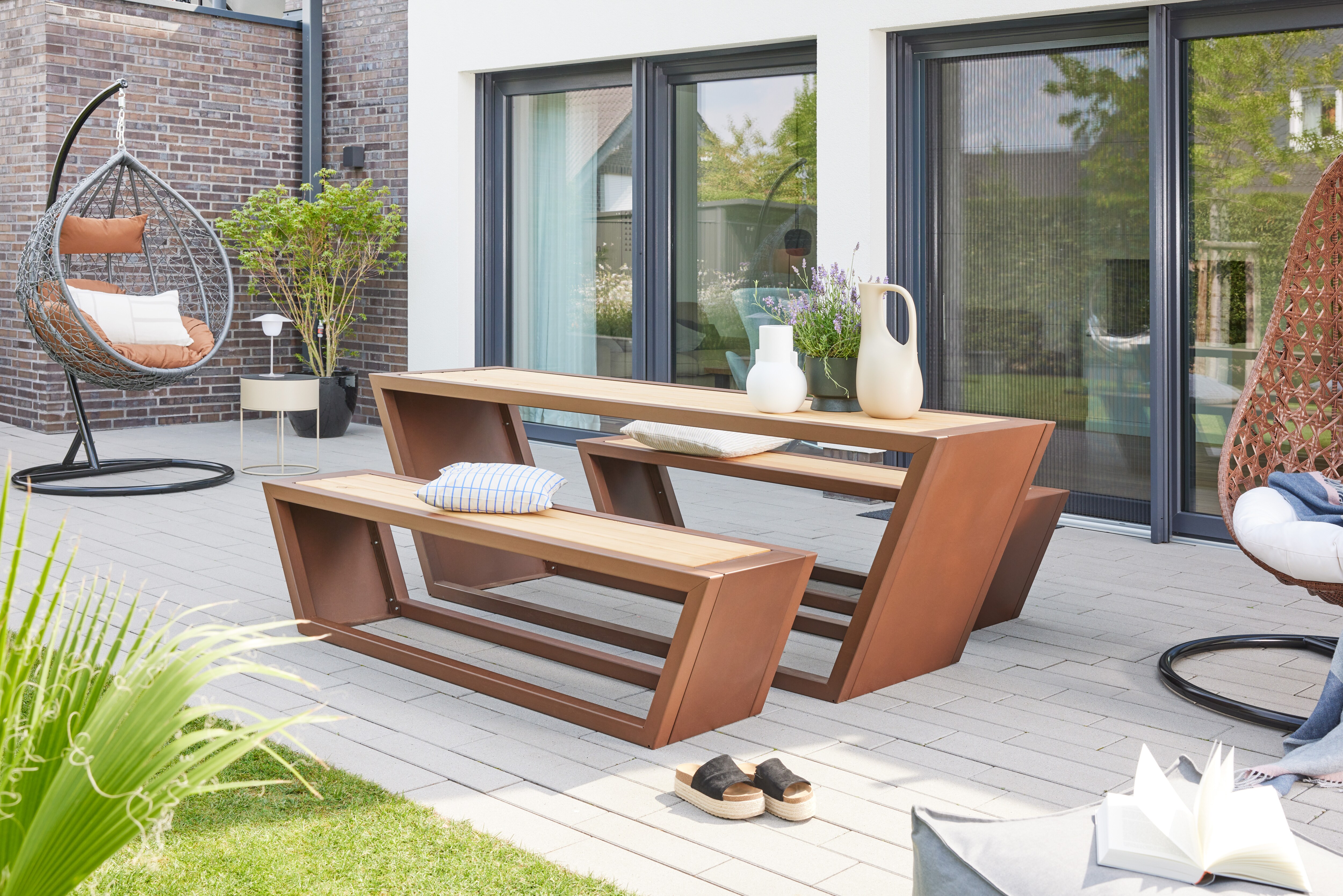 HOME DELUXE Sitzgarnitur aus Stahl und Sibirischer L&auml;rche KOBON Made in Germany - Bild 1