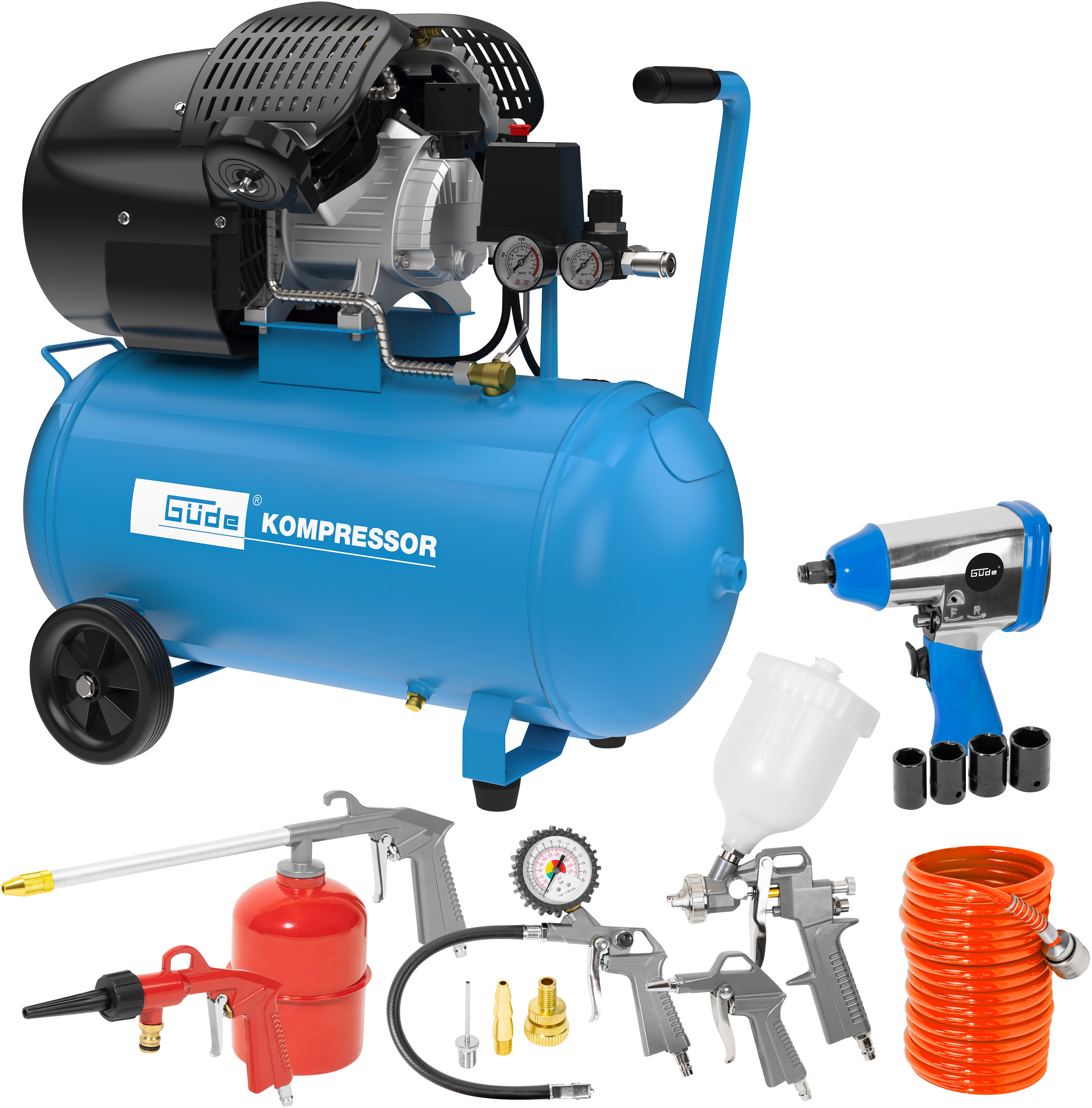 G&uuml;de Kompressor-Set 405/10/50 inkl. Schlagschrauber 1/2" - Bild 1
