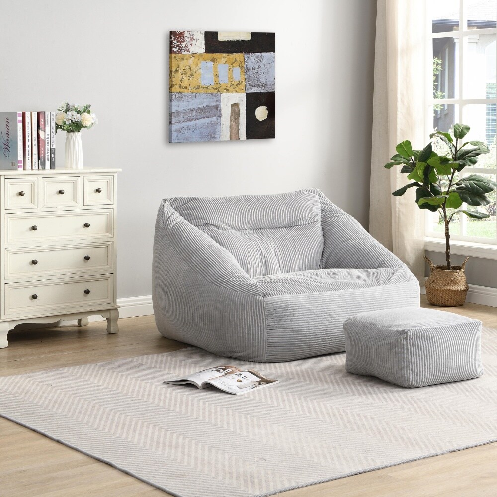 HOME DELUXE Sitzsack mit Hocker COZY - Hellgrau - Bild 1